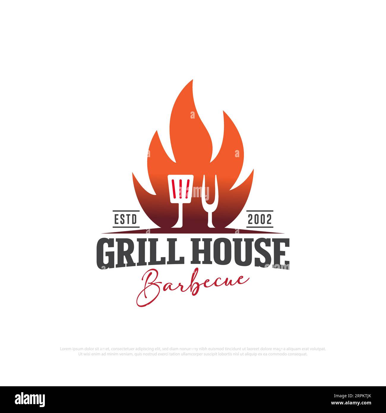 Icona del logo del barbecue della casa per grigliate, simbolo del logo del cibo e delle bevande illustrazione vettoriale, ideale per il modello del marchio del logo del ristorante del bar Illustrazione Vettoriale