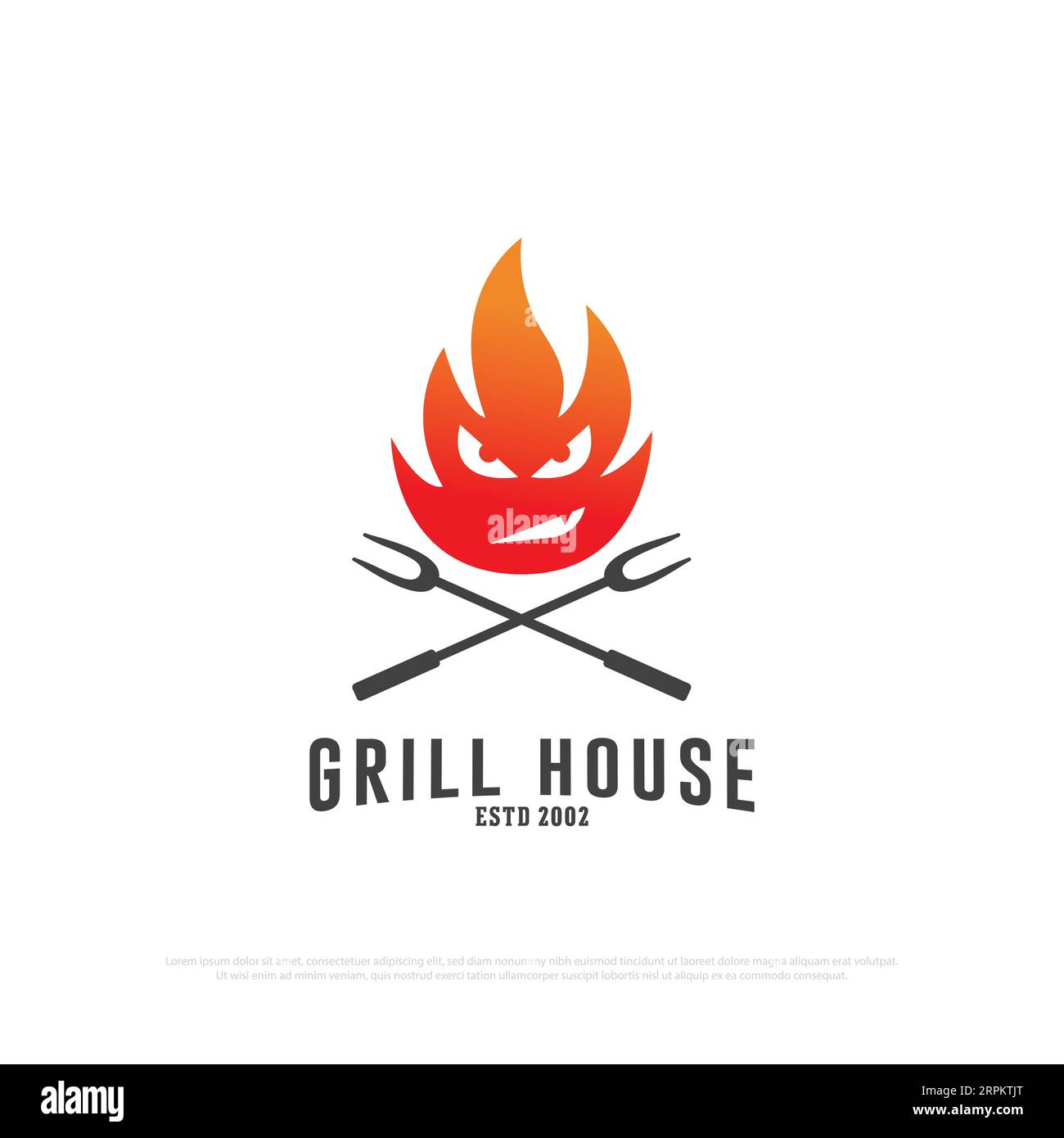 logo del barbecue della casa grigliata con design vettoriale, icona del logo del cibo e delle bevande illustrazione vettoriale, ideale per il logo del ristorante e del bar Illustrazione Vettoriale