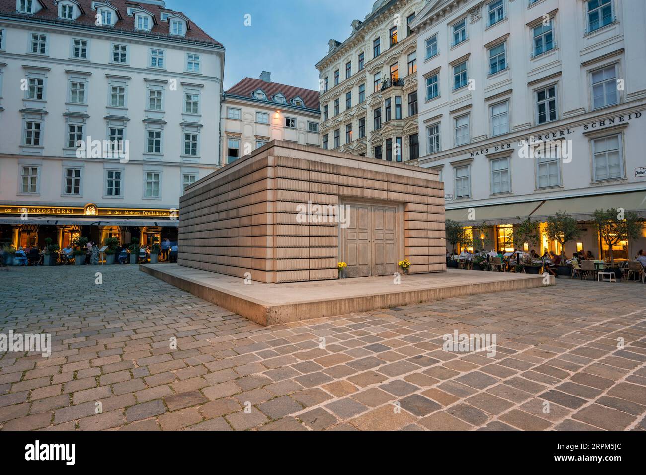 Memoriale dell'Olocausto, Judenplatz (piazza ebraica), Vienna, Austria Foto Stock