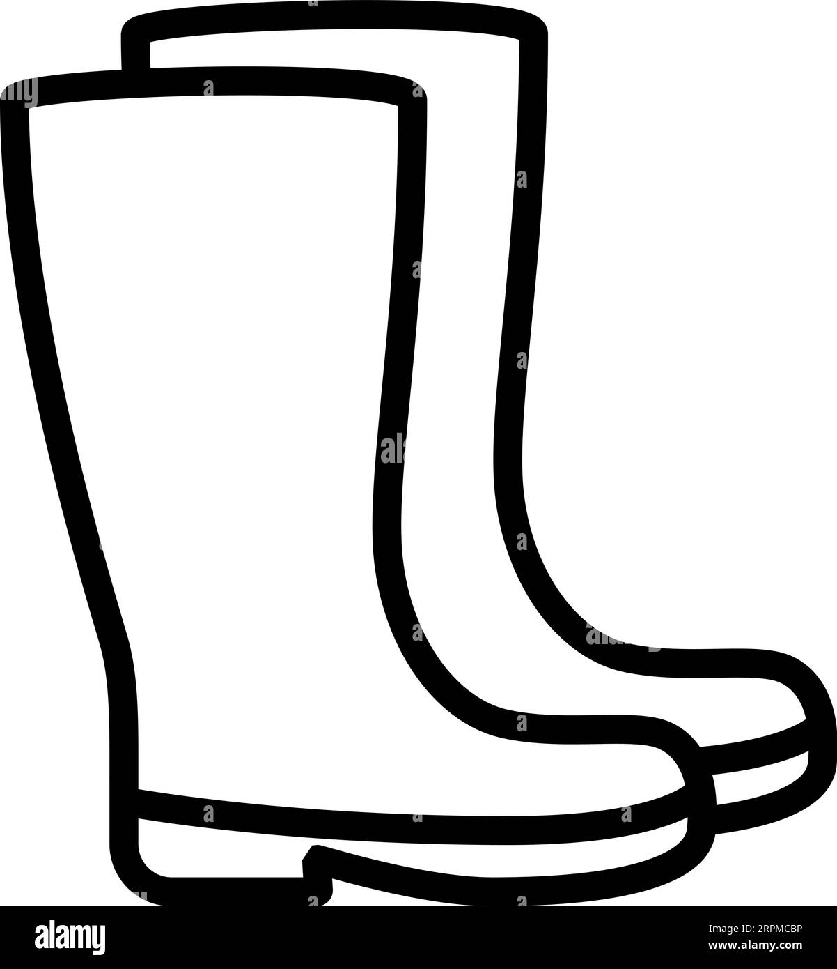 Icona line stivali di sicurezza in gomma come contorno modificabile per la progettazione Web Illustrazione Vettoriale