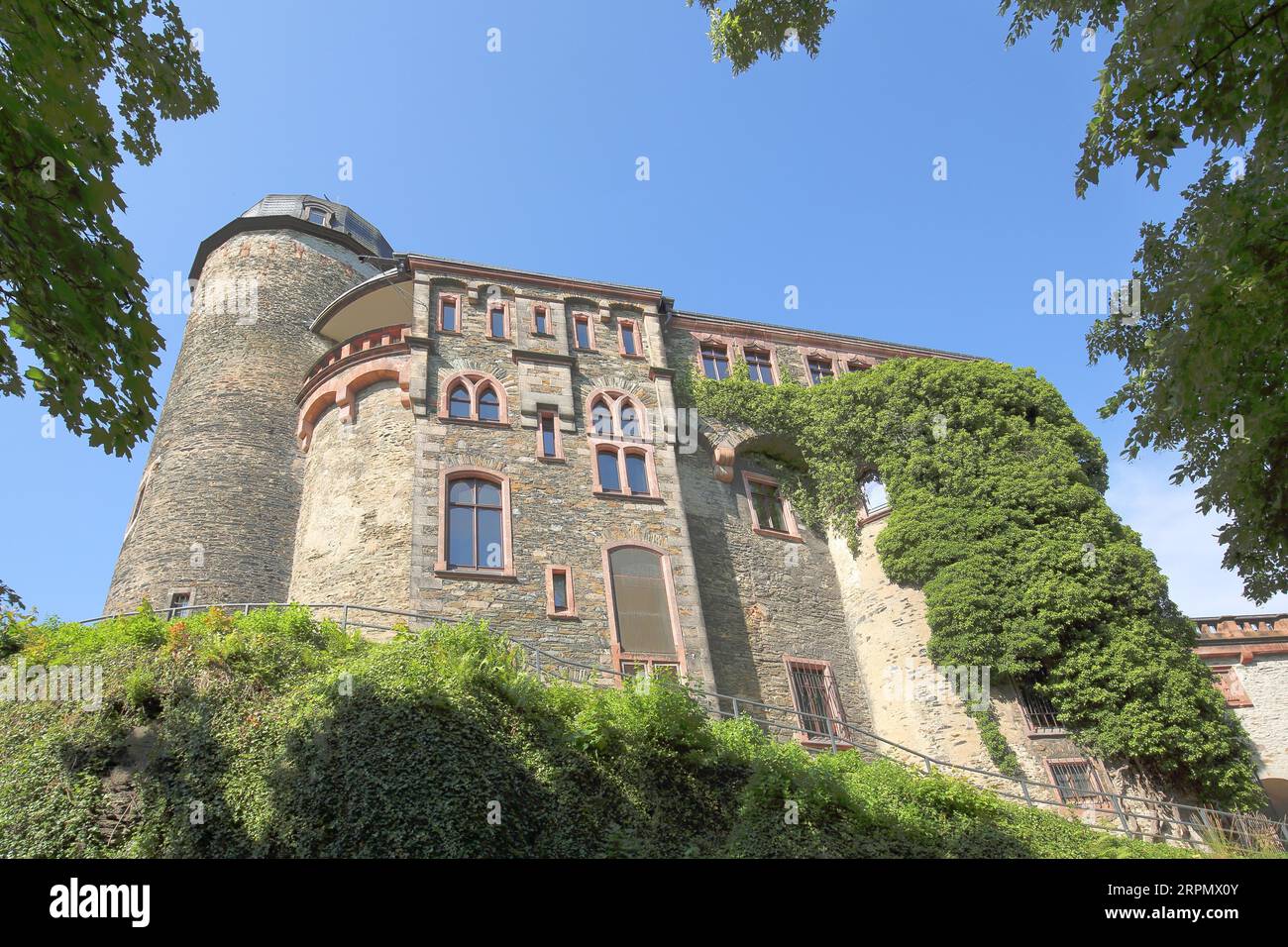 Castello medievale, Mylau, Reichenbach, Vogtland, Sassonia, Germania Foto Stock