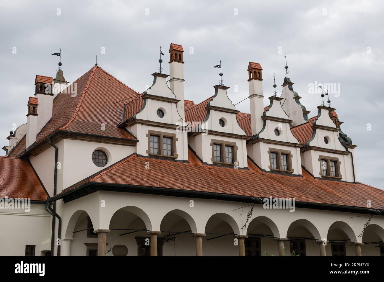 Dettaglio del vecchio municipio nella piazza principale di Levoca, sito patrimonio dell'umanità dell'UNESCO, Slovacchia Foto Stock