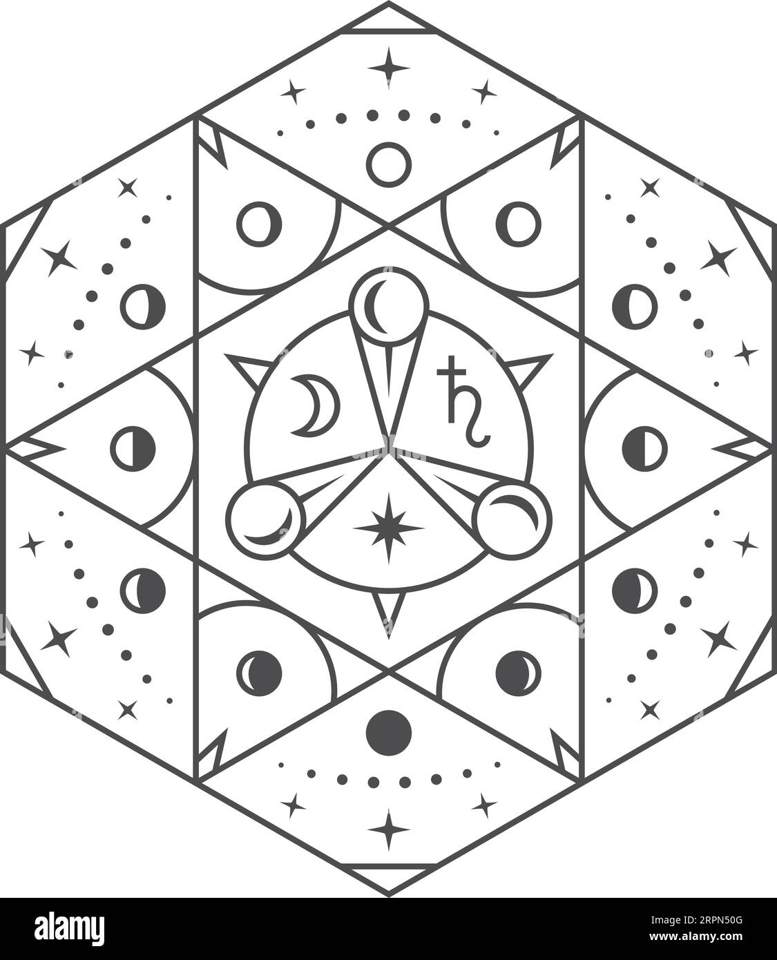 Segni astrologici mistici lunari e solari. Simbolo esoterico mistico Illustrazione Vettoriale