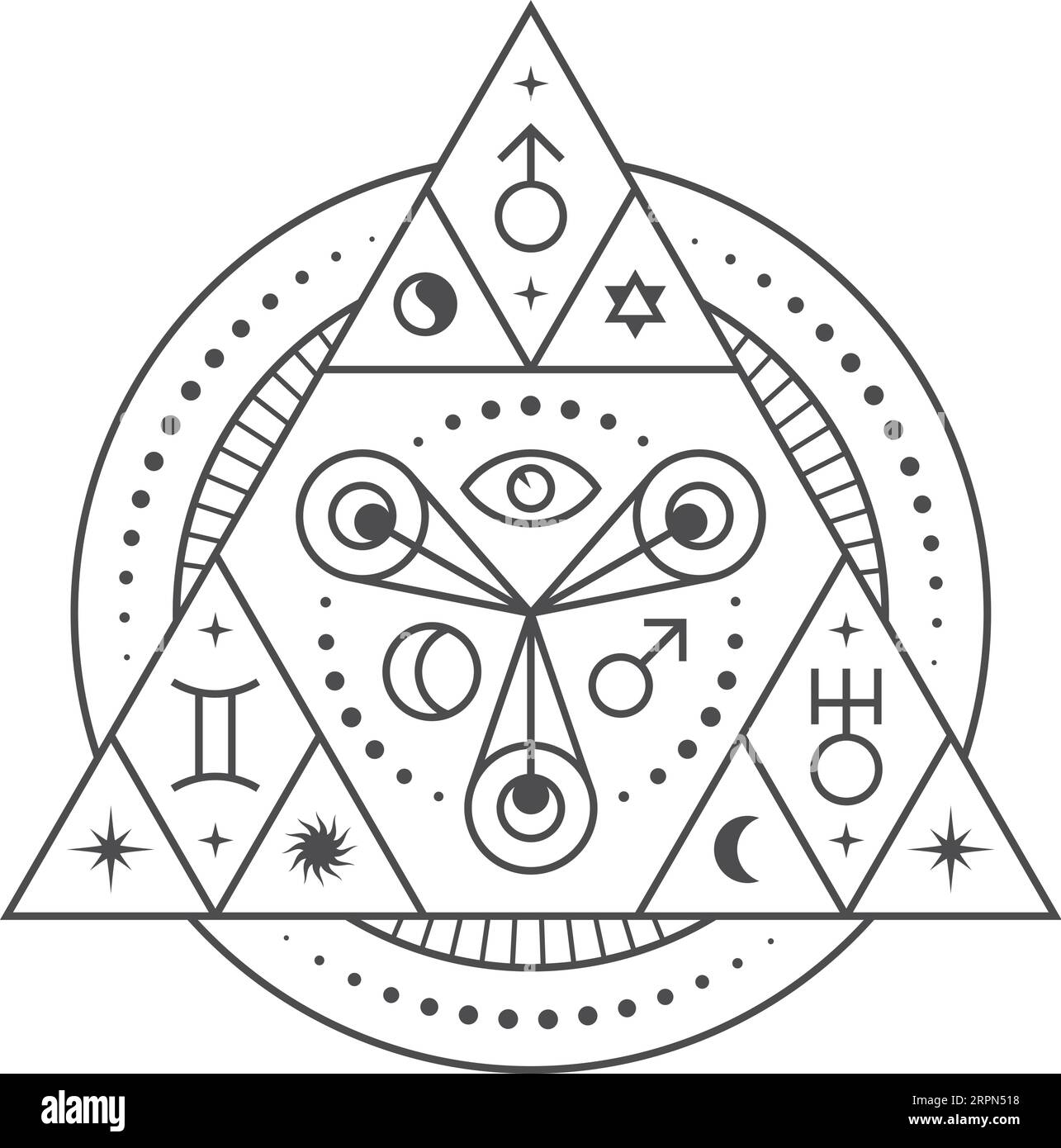 Antico simbolo rituale dei tarocchi. Piramide della linea sacra Illustrazione Vettoriale