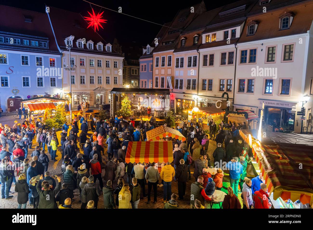 Festa di Capodanno al mercato Canaletto di Pirna Foto Stock