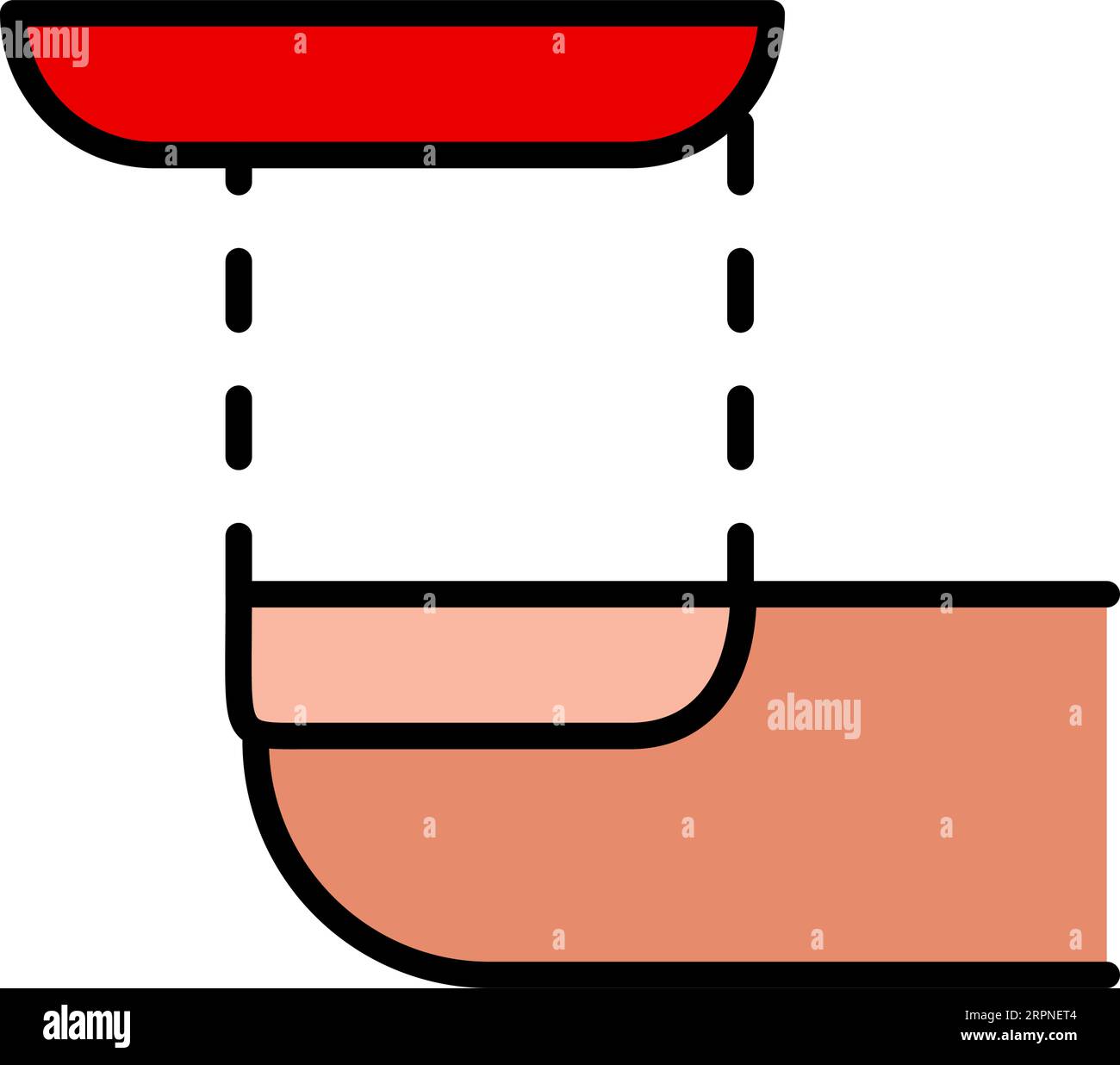 Unghie false, unghie estese, icona colore salone manicure. Dito con punte. Illustrazione di stile semplice. Simbolo pennello smalto per unghie. Vettore isolato su chi Illustrazione Vettoriale
