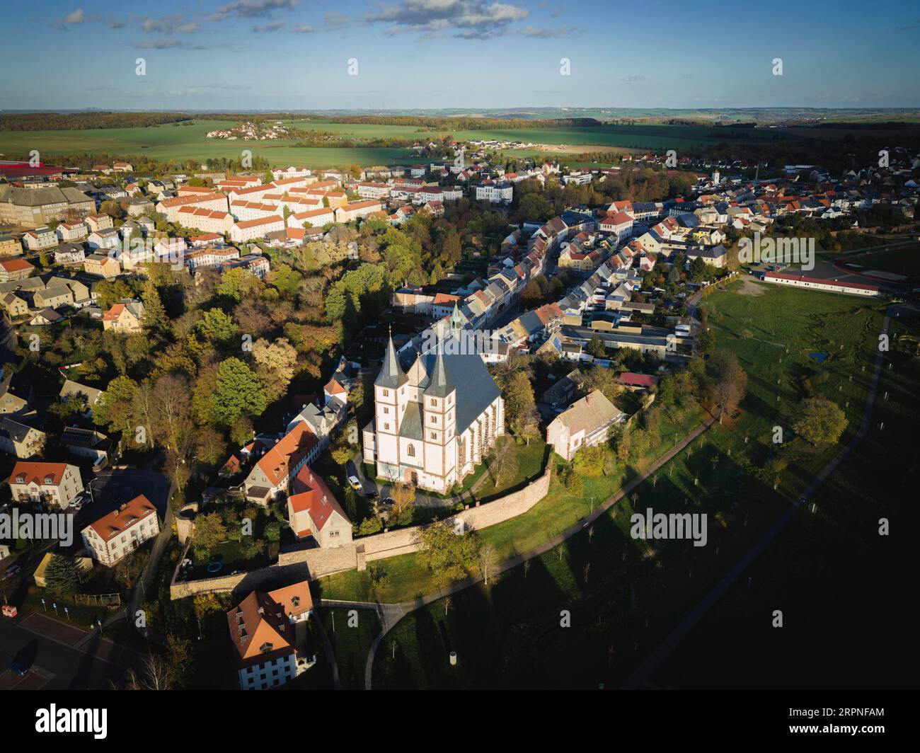 La chiesa protestante della città di St. Nikolai è una chiesa tardo gotica con componenti più antichi a Geithain nel distretto di Lipsia in Sassonia. E' vero Foto Stock