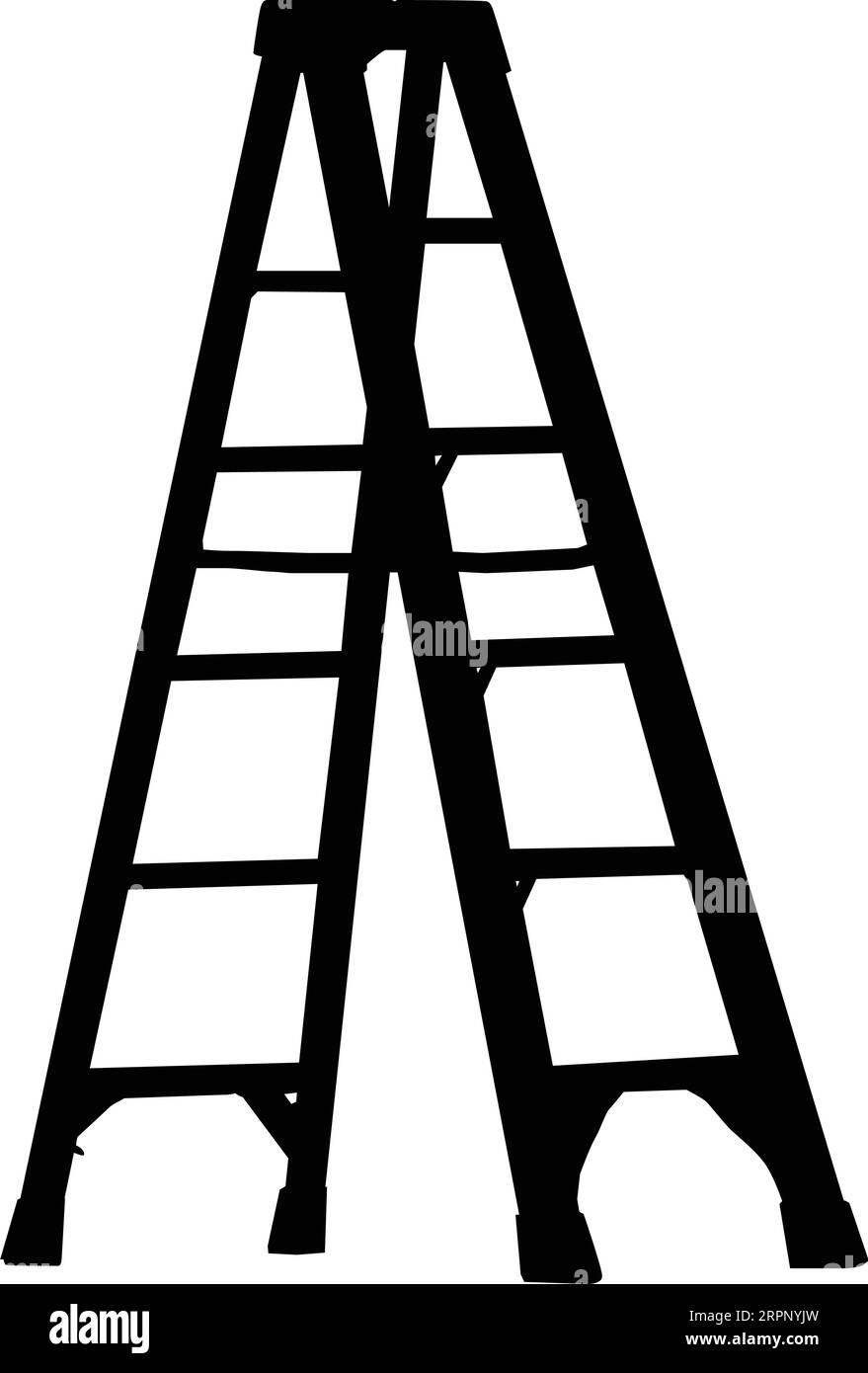 UNA scala a cavalletto allungata con silhouette Illustrazione Vettoriale
