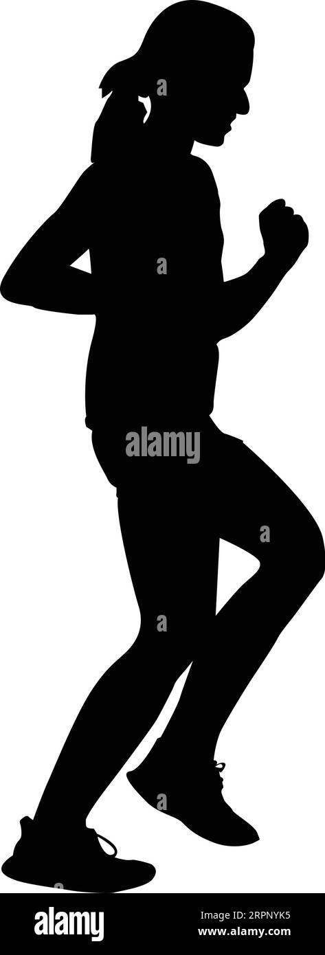 La silhouette di una donna che fa jogging Illustrazione Vettoriale