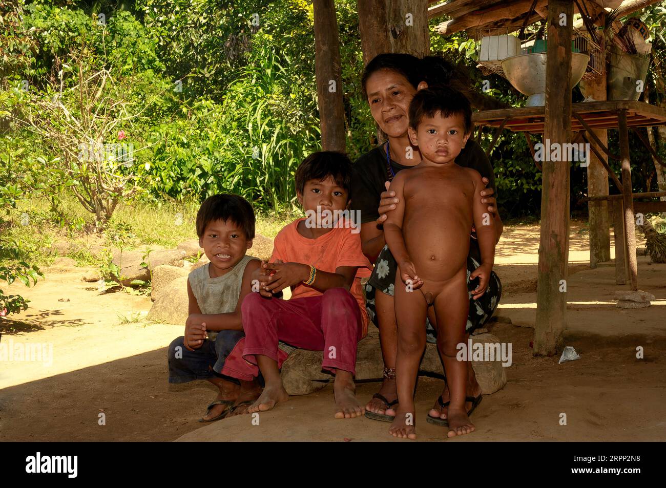 Famiglia Guarani, Stato di San Paolo, Brasile Foto Stock