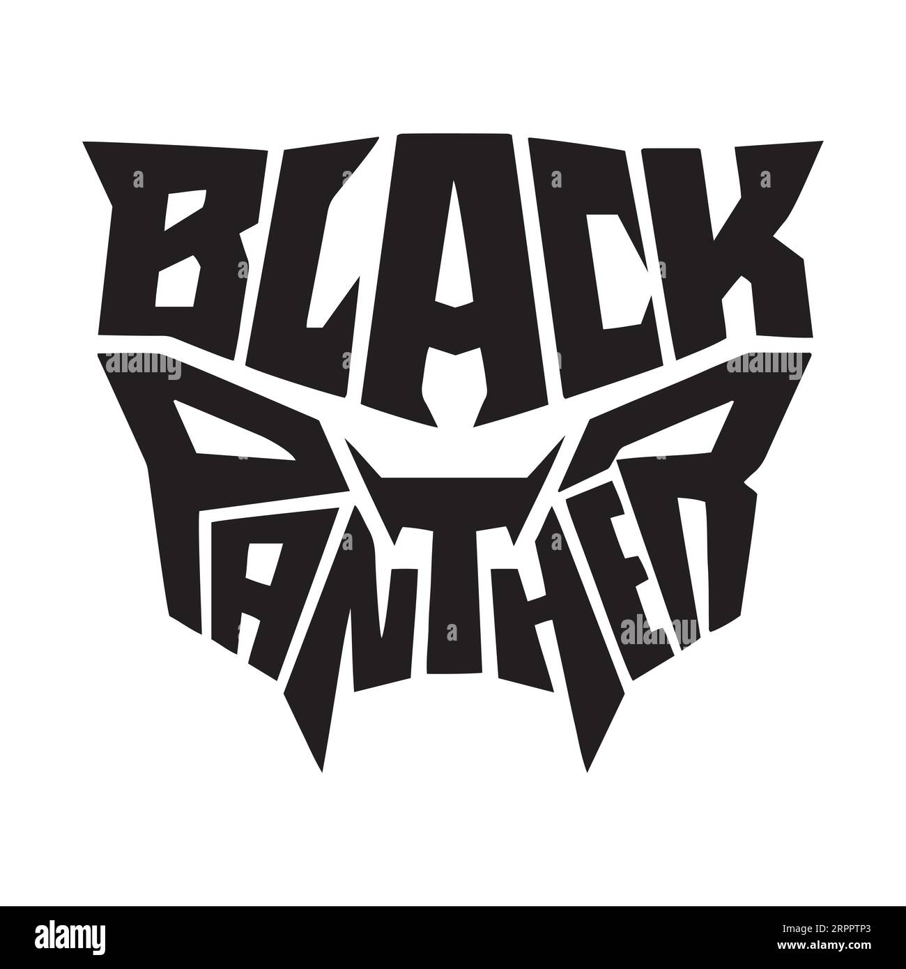 T-shirt tipografica Black Panther, stampa tee, calligrafia, lettering, disegni t-shirt, T-shirt silhouette Illustrazione Vettoriale