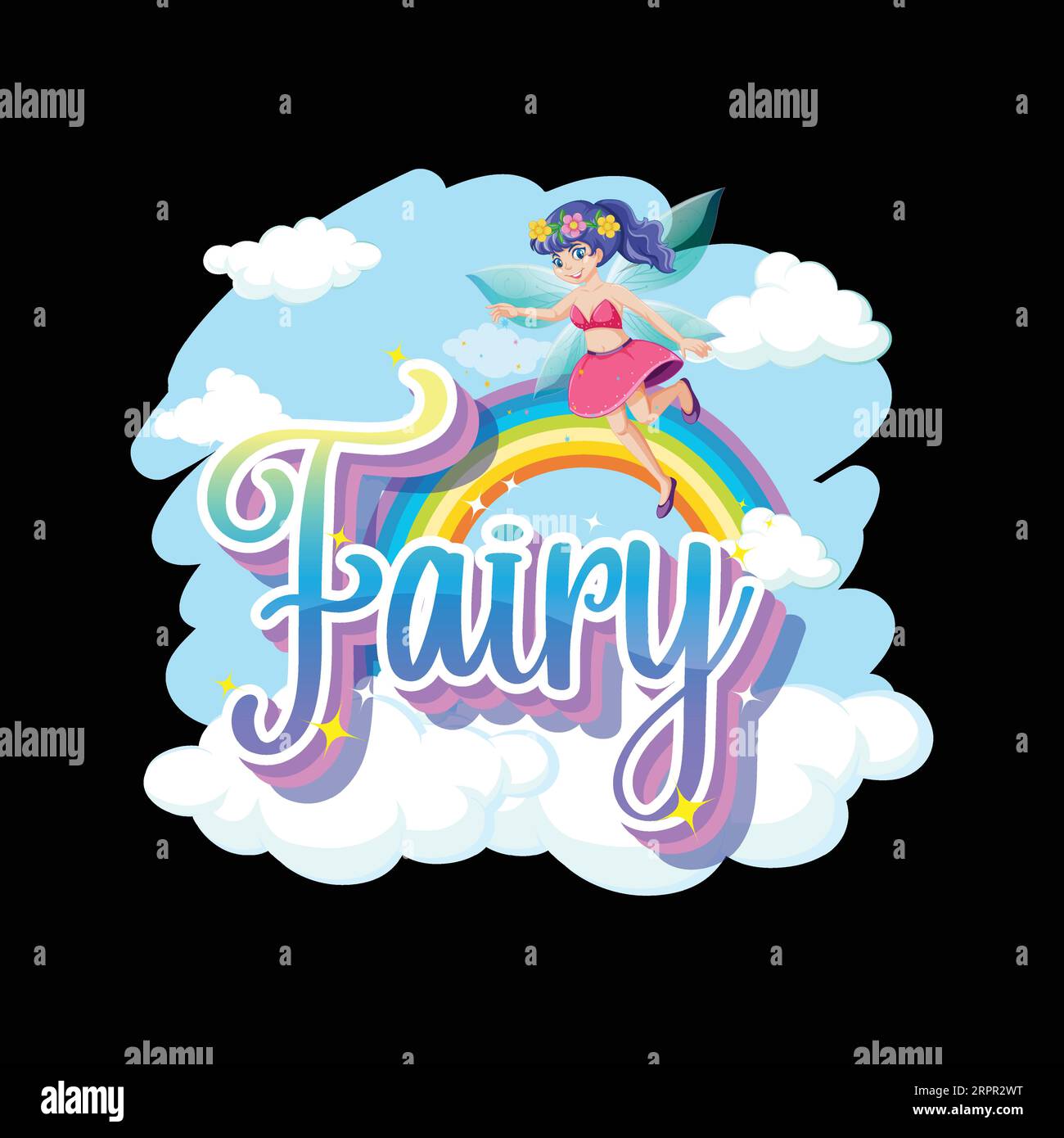 Design della t-shirt Fairy Typography, stampa di tee, calligrafia, lettering, disegni di t-shirt, T-shirt silhouette Illustrazione Vettoriale