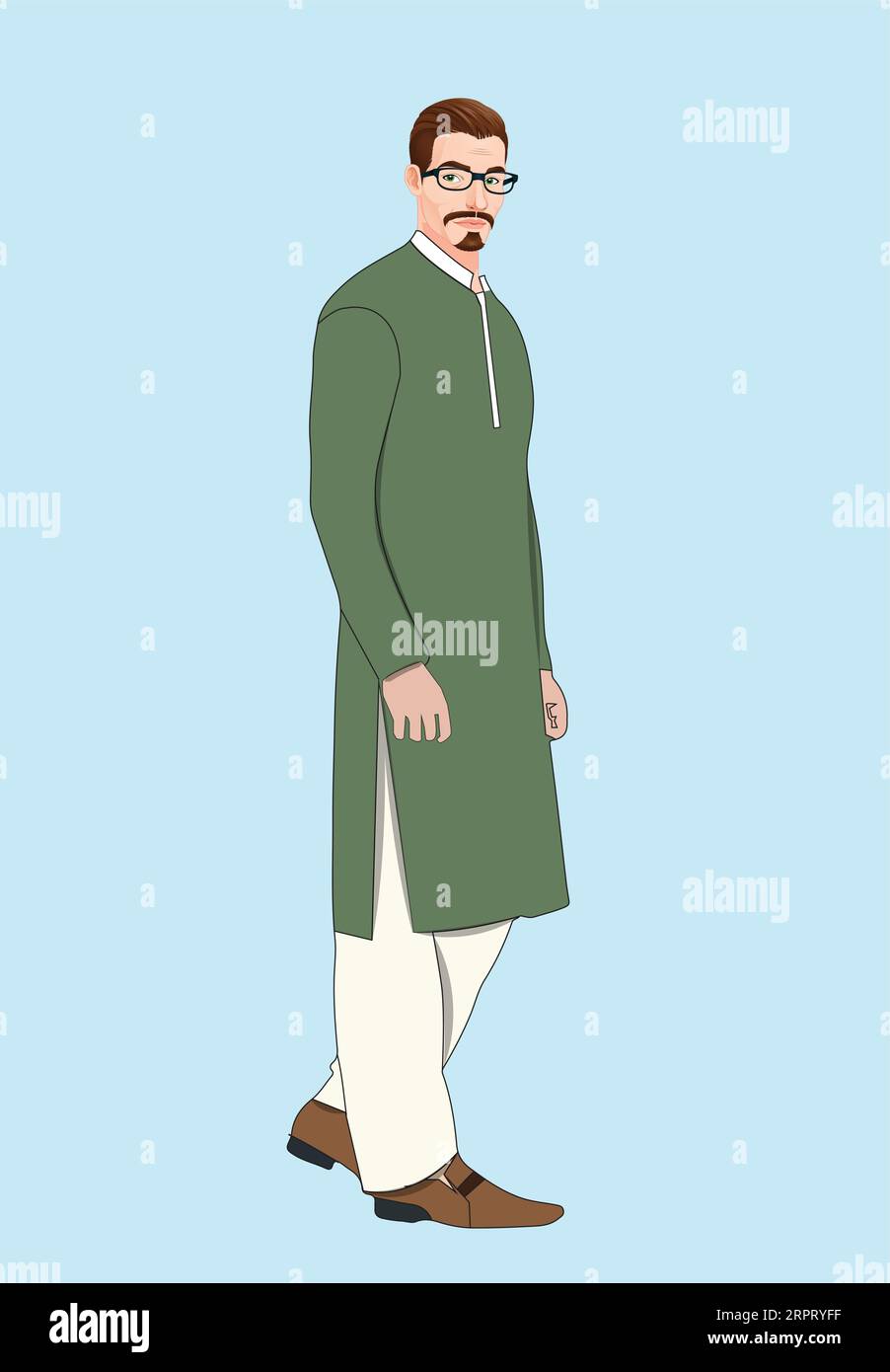 Un giovane pakistano con il vestito Shalwar kameez Illustrazione Vettoriale