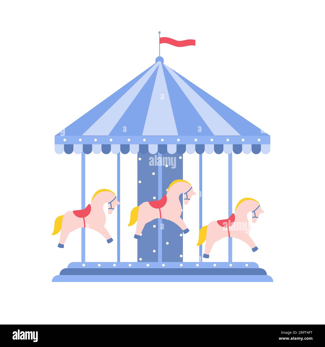 Carosello del circo dei divertimenti. Festival di Carnevale che celebra, parco divertimenti, illustrazione vettoriale di cartoni animati Illustrazione Vettoriale