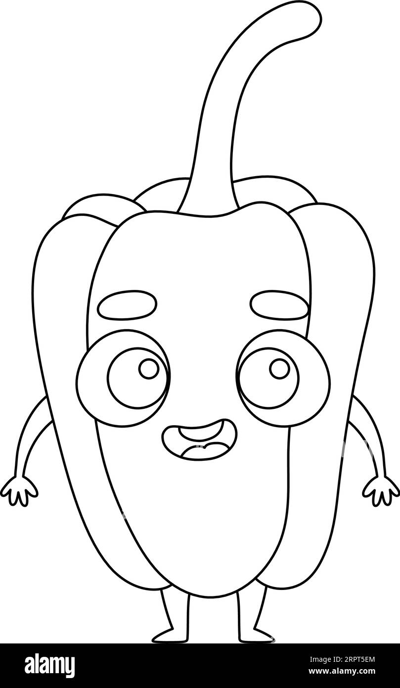 Pagina da colorare pepe divertente. Libro da colorare per bambini. Attività educativa per bambini in età prescolare e bambini con simpatici animali. Illustrazione vettoriale. Illustrazione Vettoriale