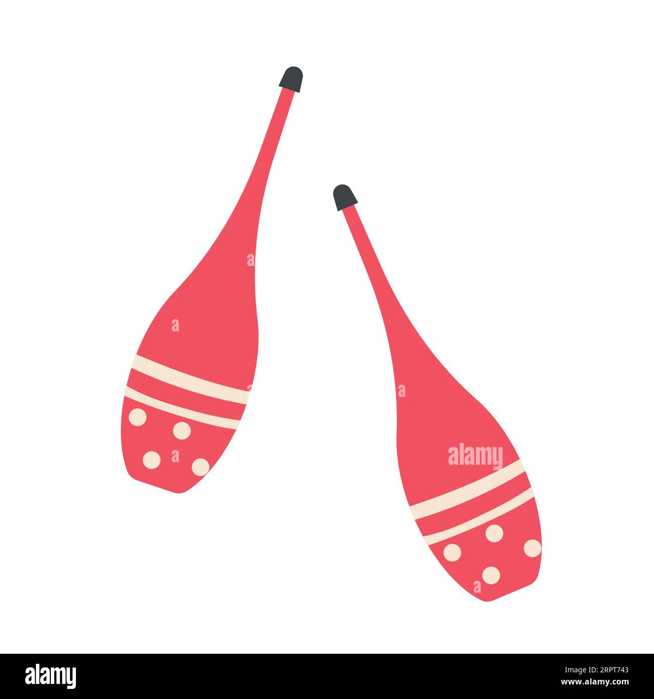 Circo che giocherellava spille colorate. Spettacolo del parco divertimenti, illustrazione vettoriale dei cartoni animati con giocolieri Illustrazione Vettoriale