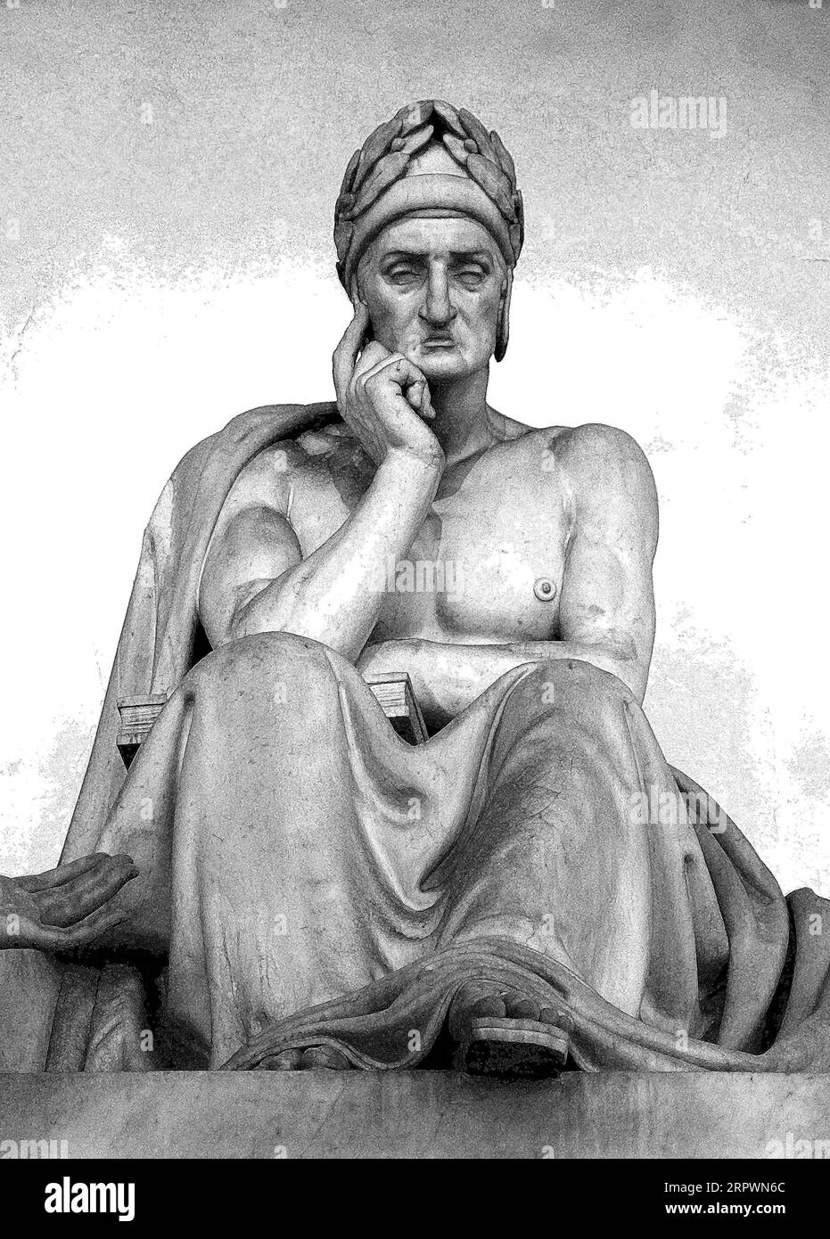 Una statua in marmo del 1830 del poeta italiano Dante Alighieri (colorata digitalmente), scolpita da Stefano Ricci, a Firenze (vedi informazioni aggiuntive). Foto Stock