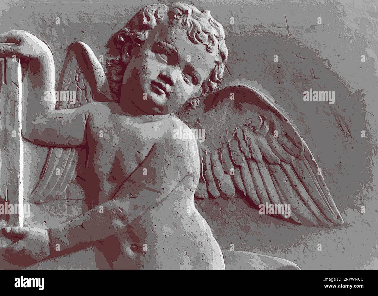 Un gesso modello ottocentesco di un cherubino (colorato digitalmente) di Lorenzo Bartolini alla Galleria dell'Accademia, Firenze, Italia. (vedere ulteriori. info) Foto Stock