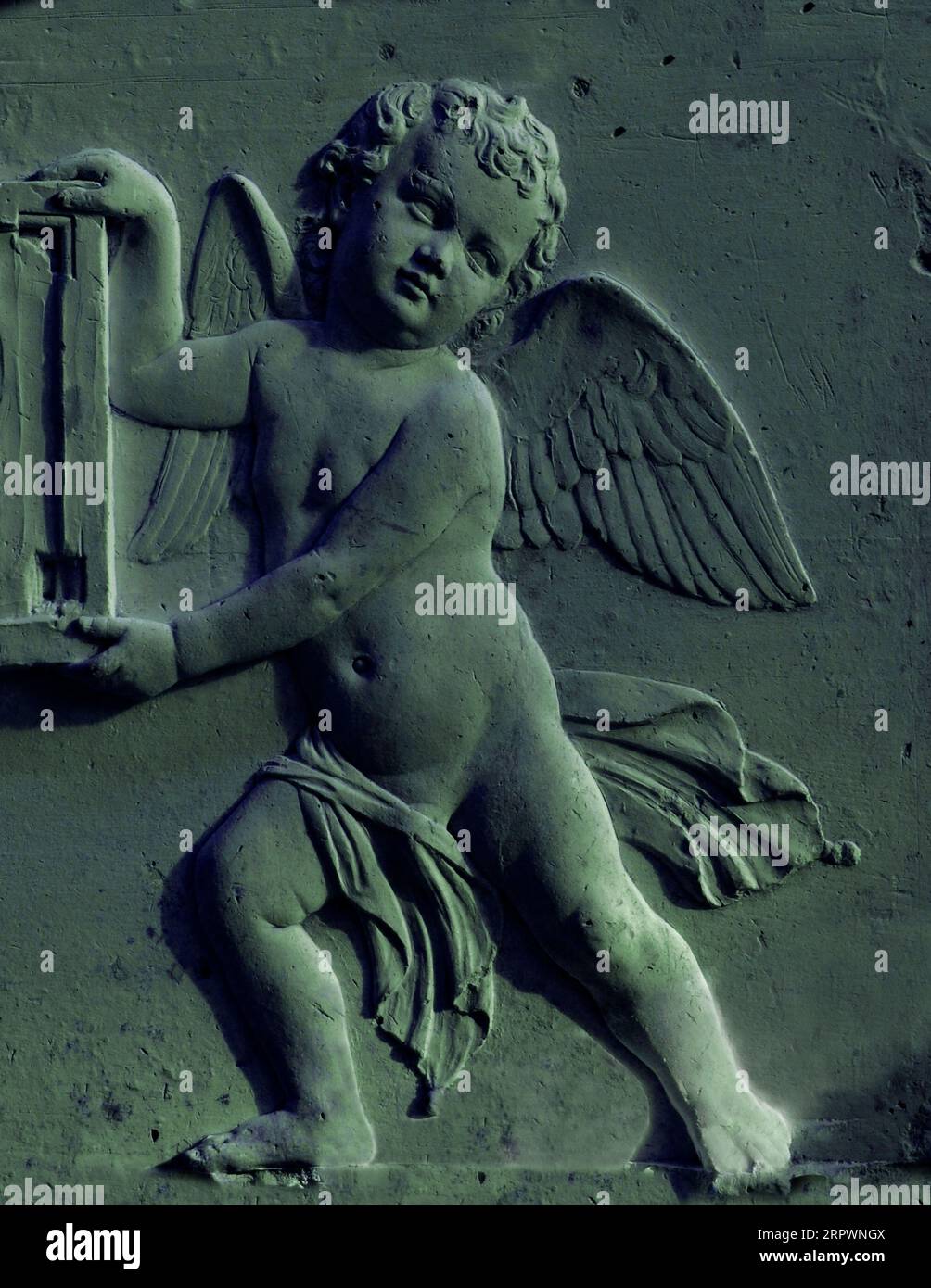 Un gesso modello ottocentesco di un cherubino (colorato digitalmente) di Lorenzo Bartolini alla Galleria dell'Accademia, Firenze, Italia. (vedere ulteriori. info) Foto Stock