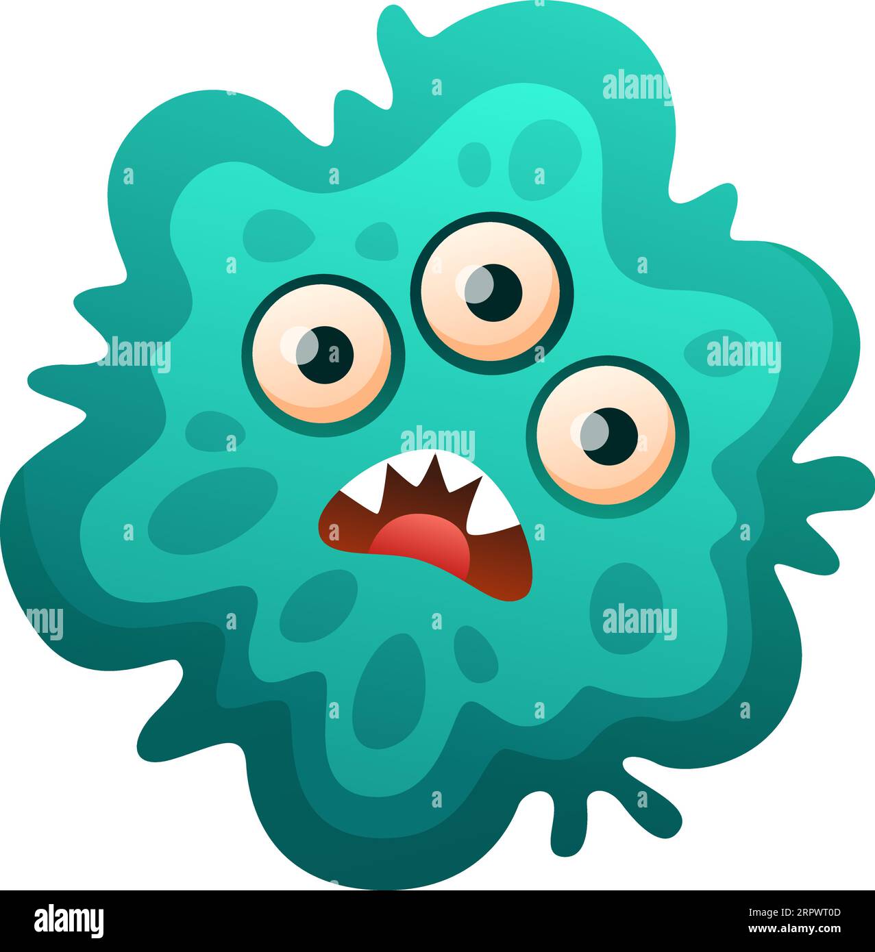 Batteri divertenti con la faccia spaventata. Personaggio della malattia da cartone animato Illustrazione Vettoriale