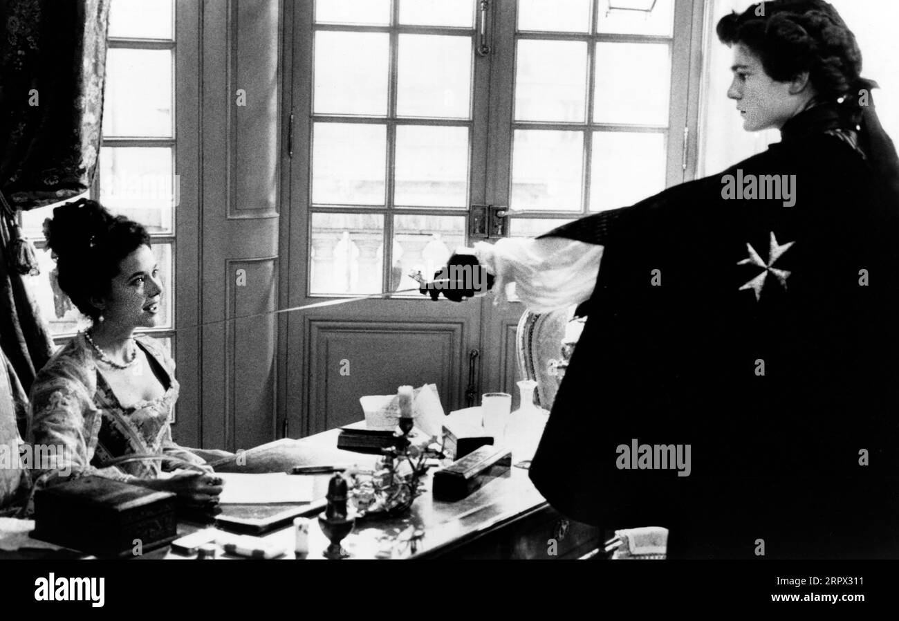 Annette Bening, Henry Thomas, sul set del film "Valmont", Orion Pictures, 1989 Foto Stock