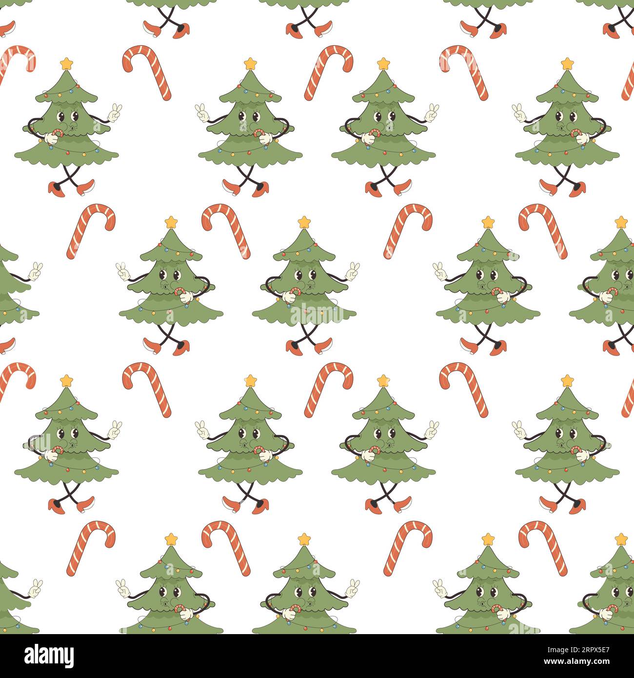 motivo scanalato senza cuciture. Natale, Natale, Capodanno. Mongolfiera, albero di Natale, caramelle, Illustrazione Vettoriale