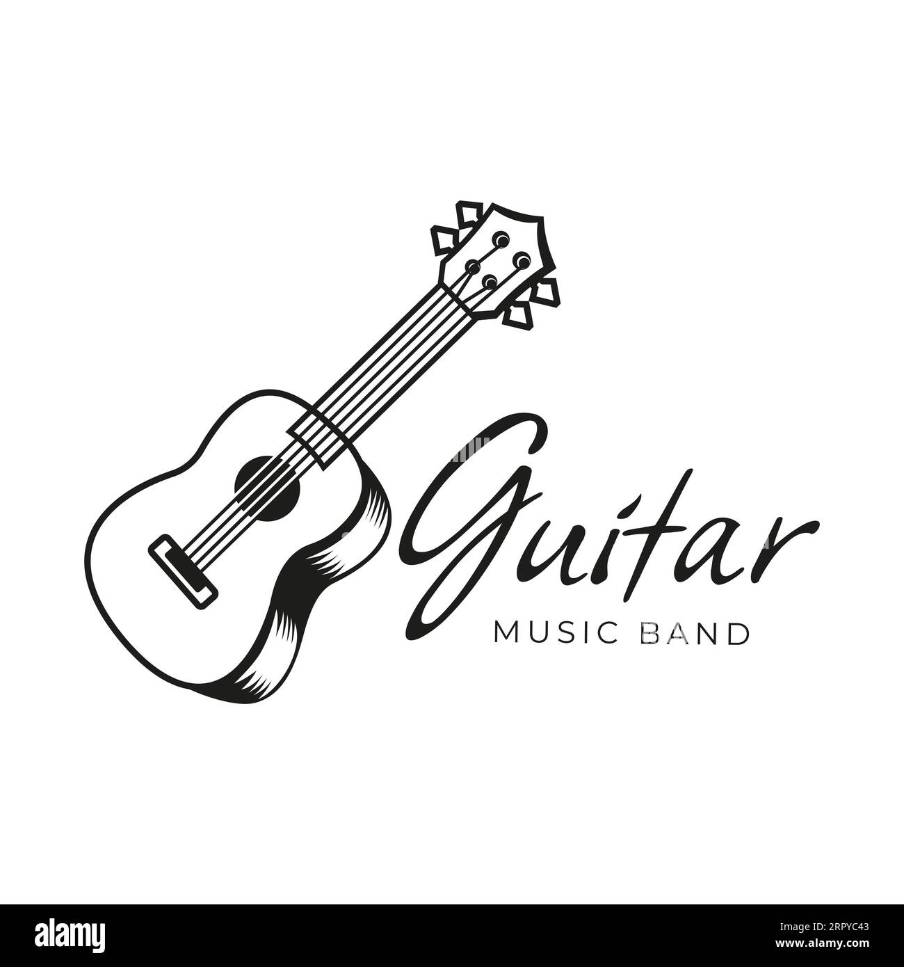 Guitar Shop Guitar Shop Design Vector Illustration. Logo vintage Classic Music and Band Club Festival Illustrazione Vettoriale