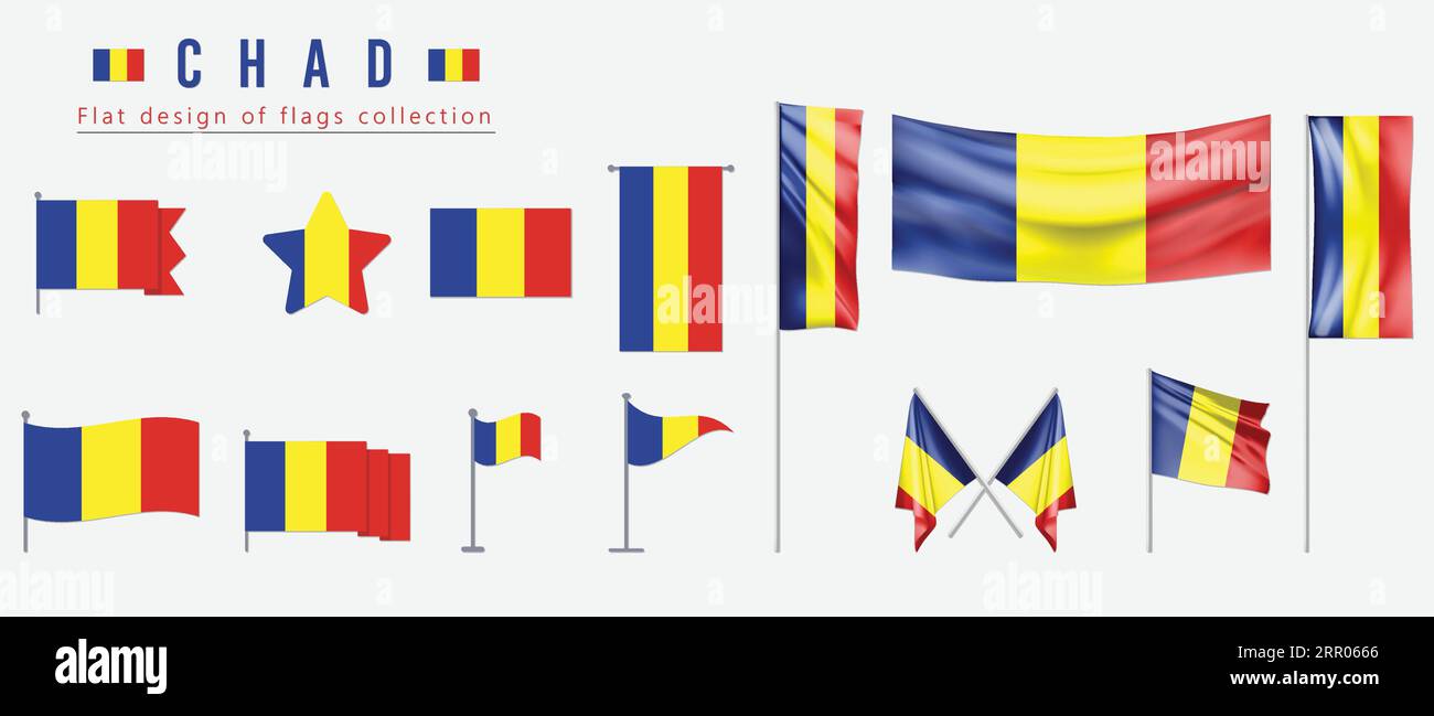 Bandiera del Ciad, design piatto della collezione di bandiere Illustrazione Vettoriale
