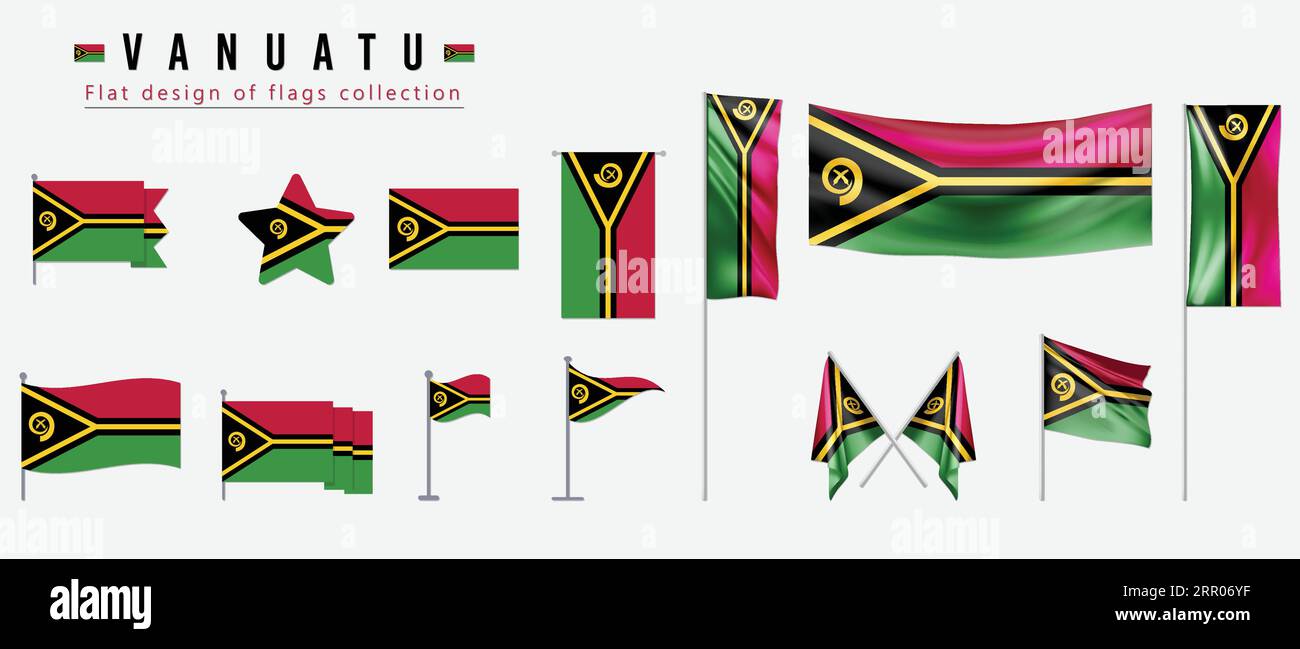 Bandiera Vanuatu, design piatto della collezione di bandiere Illustrazione Vettoriale