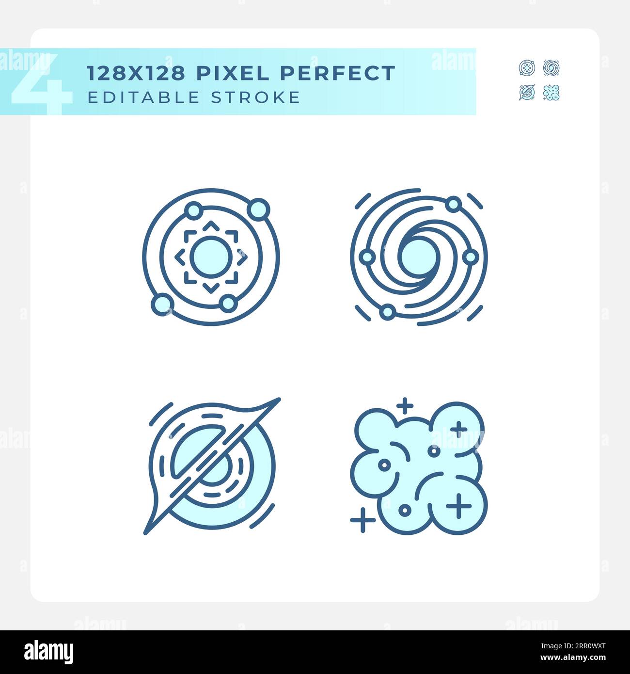 Icone blu chiaro pixel Perfect nello spazio esterno Illustrazione Vettoriale