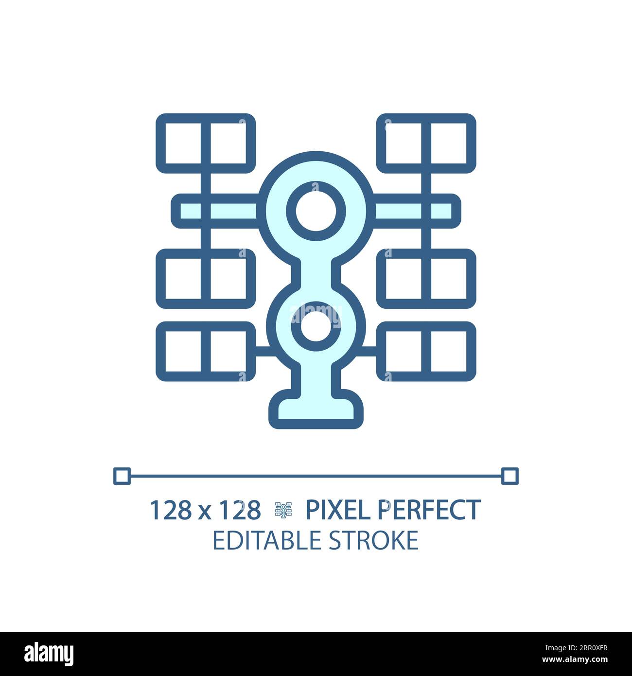 Icona pixel Perfect azzurro della stazione spaziale Illustrazione Vettoriale
