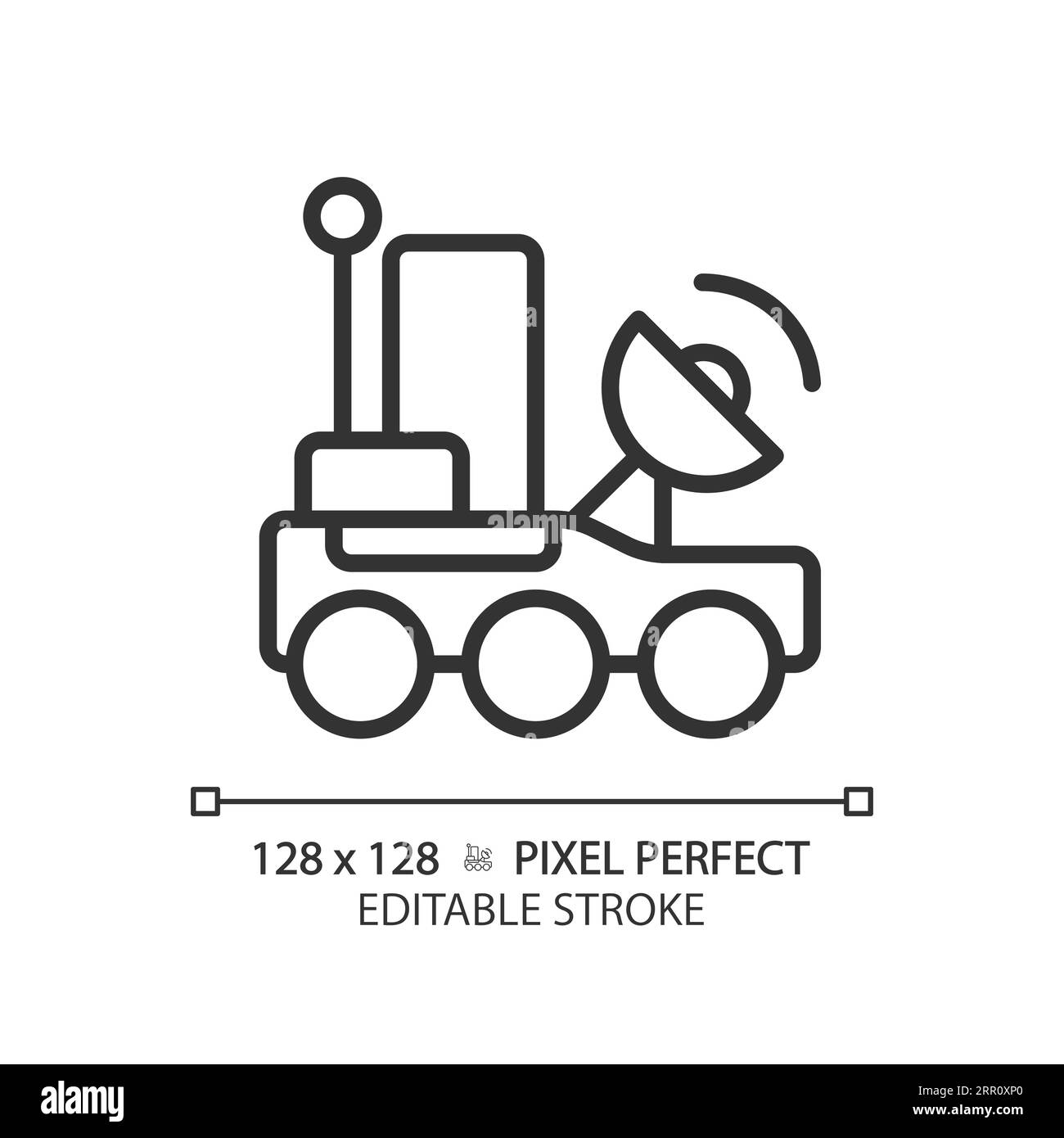 Icona lineare Lunar rover pixel Perfect Illustrazione Vettoriale
