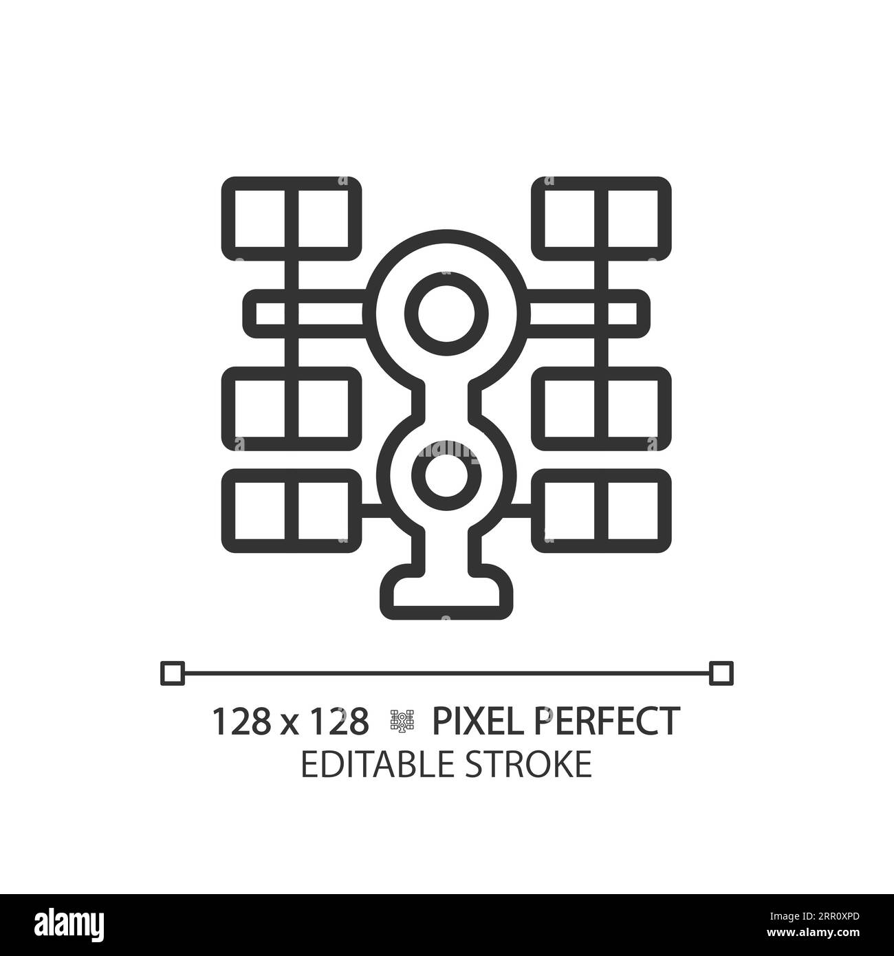 Icona lineare Perfect pixel della stazione spaziale Illustrazione Vettoriale