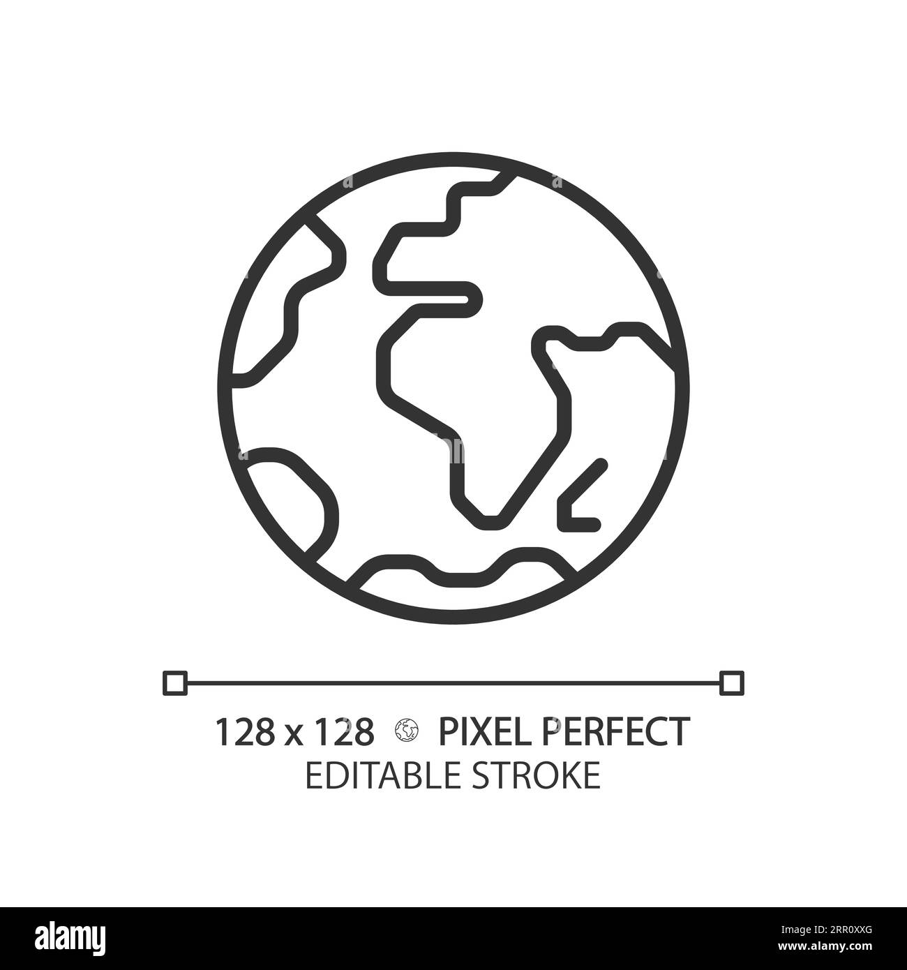 Icona lineare Perfect pixel del pianeta Terra Illustrazione Vettoriale