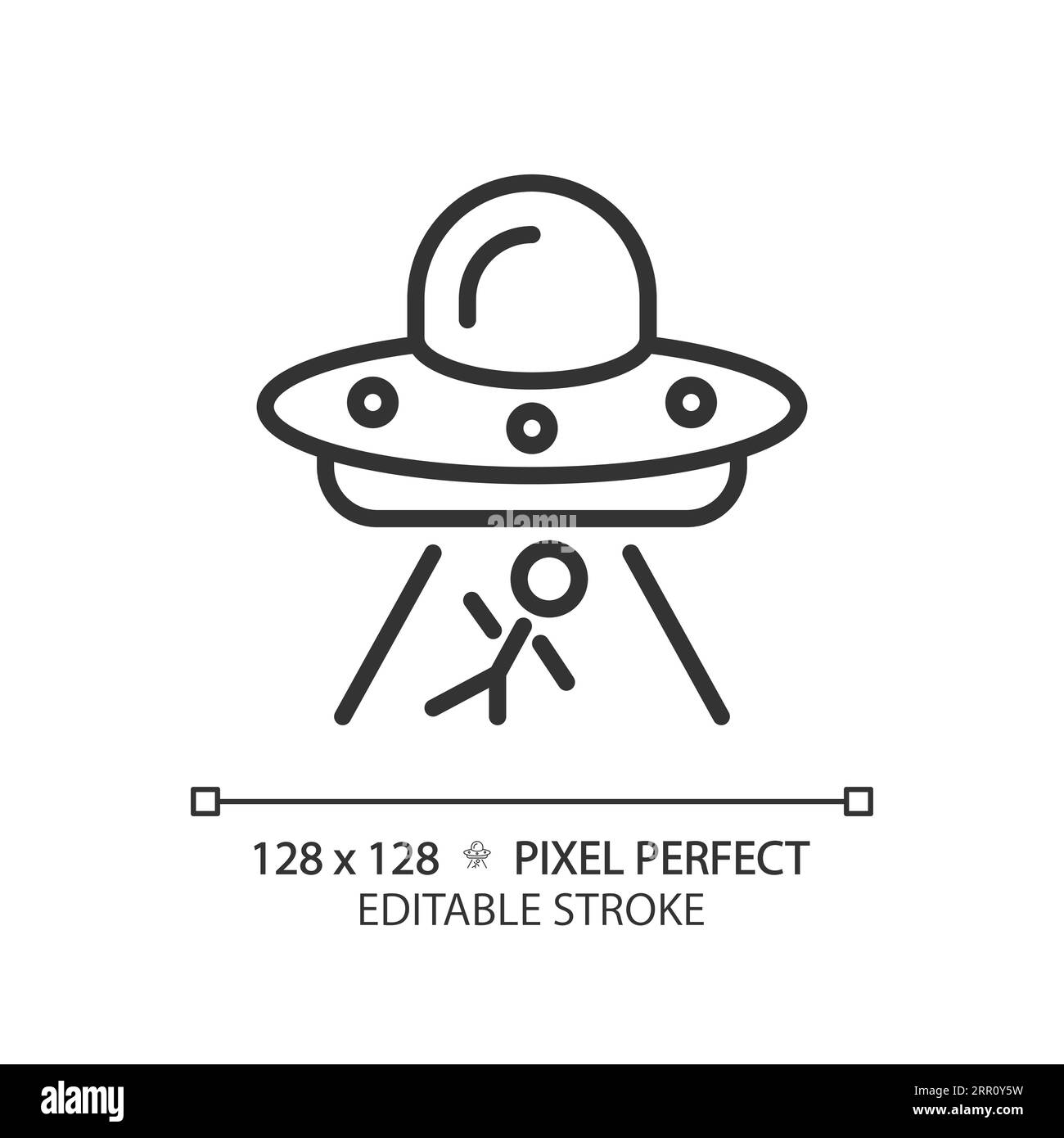 Icona lineare Perfect Pixel Abduction (Ottimizzazione pixel alieni) Illustrazione Vettoriale