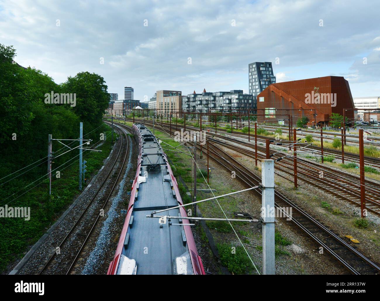 Treni danesi a Copenaghen in Danimarca. Foto Stock