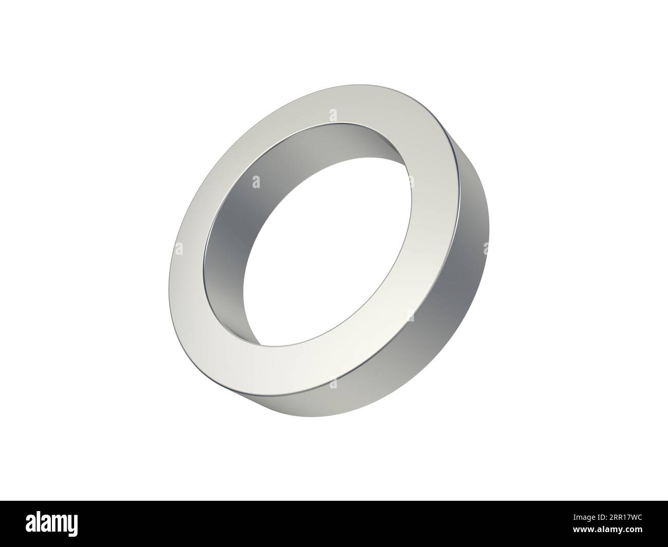 Anello metallico isolato su sfondo bianco. illustrazione 3d. Foto Stock