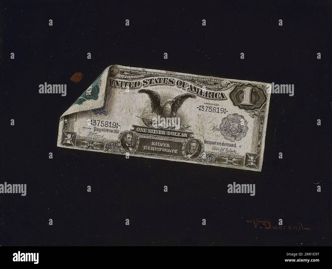 Un certificato d'argento da un dollaro tra il 1898 e il 1900 di Victor Dubreuil Foto Stock