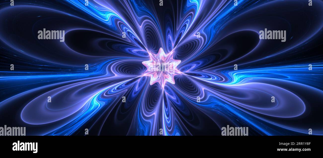 Antimateria brillante ad alta energia, sfondo frattale astratto generato dal computer, rendering 3D. Foto Stock