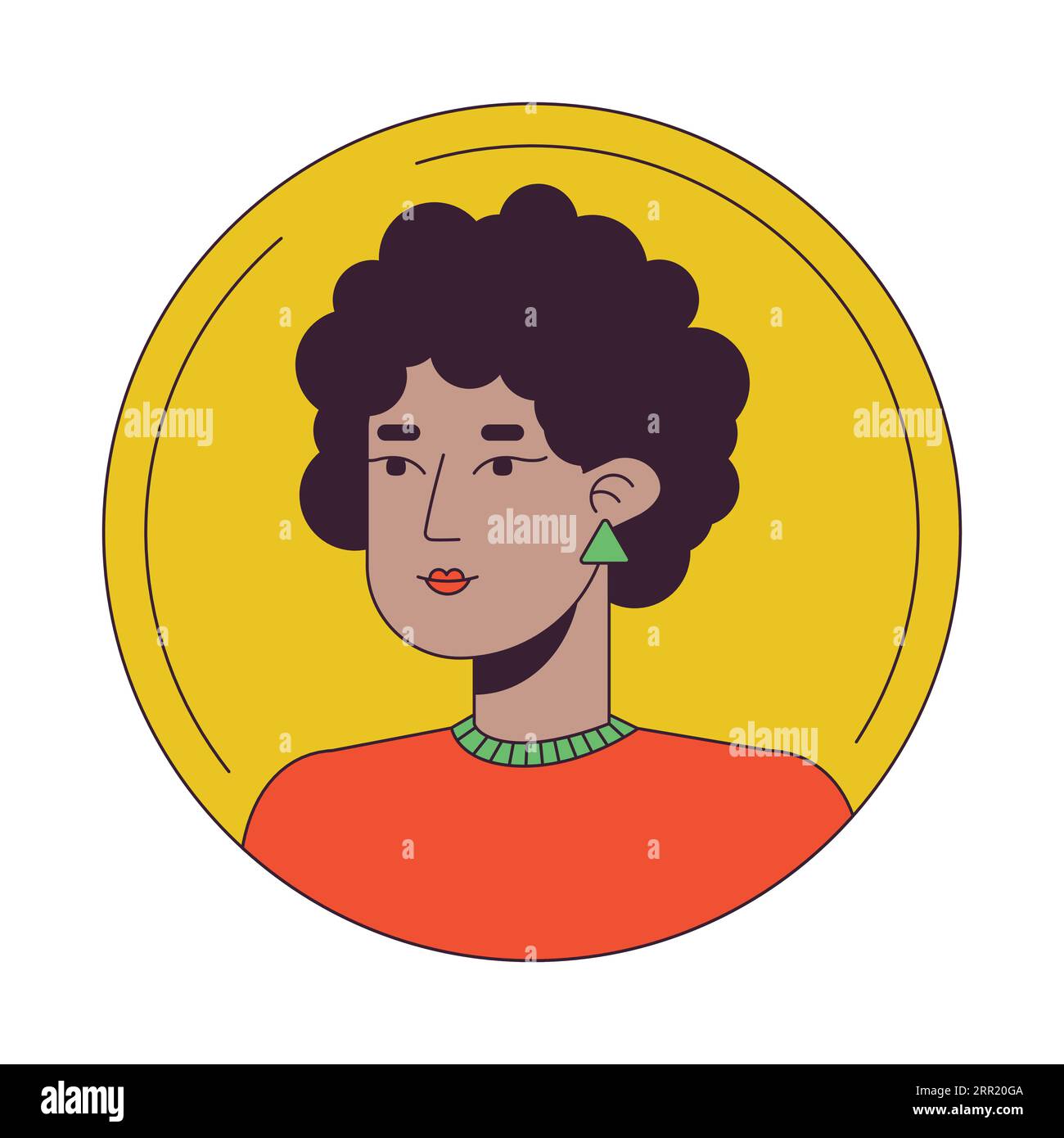 Icona avatar cartone animato donna afro dai capelli scuri Illustrazione Vettoriale