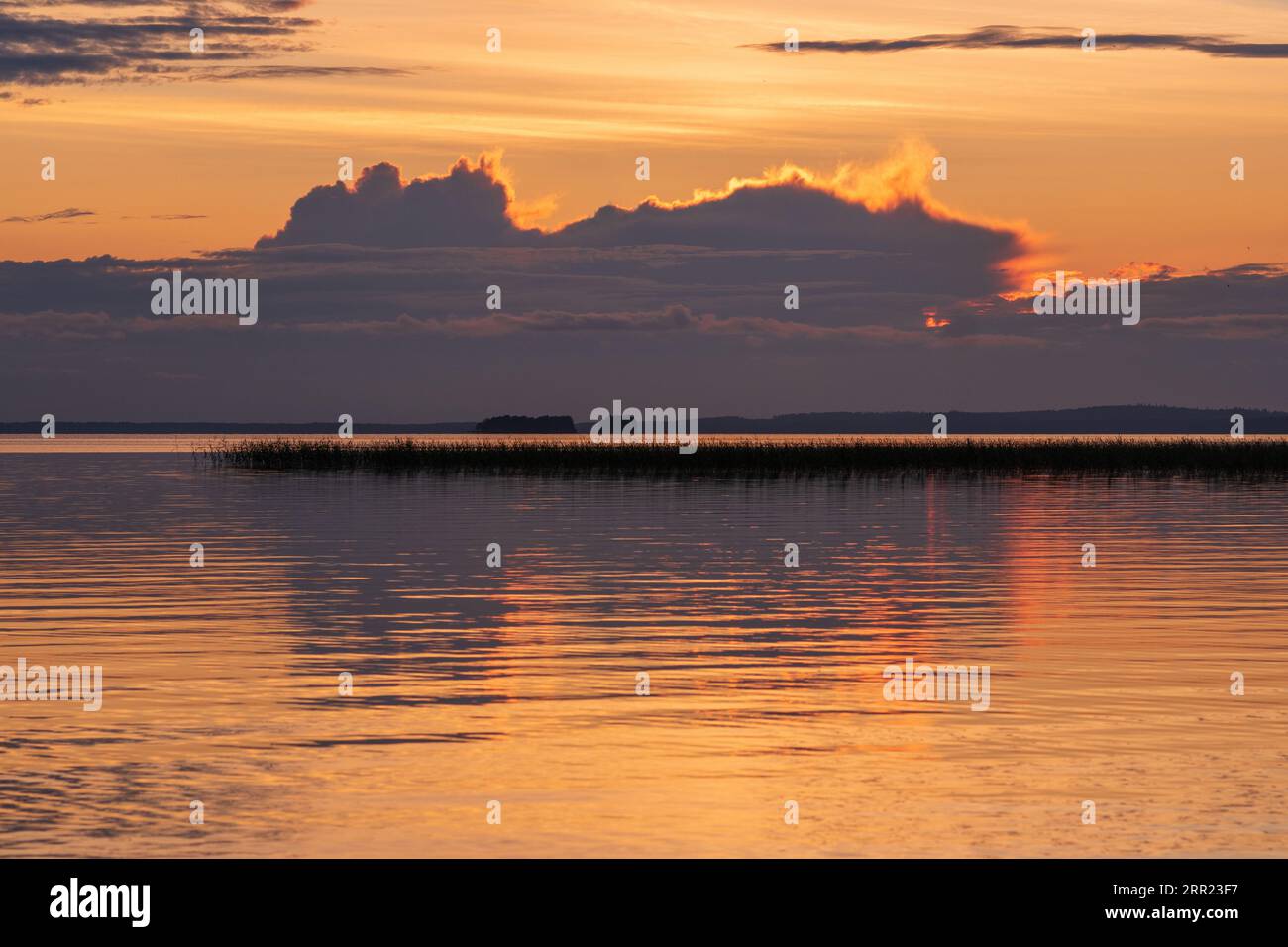 paesaggio naturale, notte bianca sull'ampio lago settentrionale Foto Stock