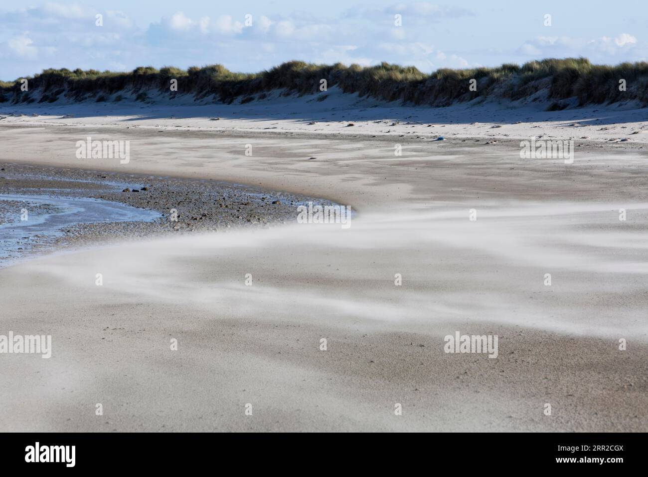 Sabbia sulla spiaggia dell'isola di Minsener Oog, bassa Sassonia Wadden Sea National Park, bassa Sassonia, Germania Foto Stock