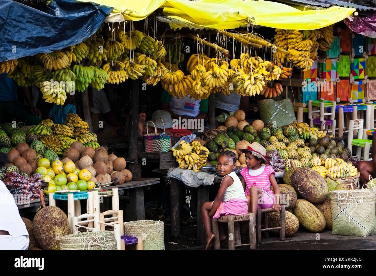 Mercato con frutta, Madagascar Foto Stock