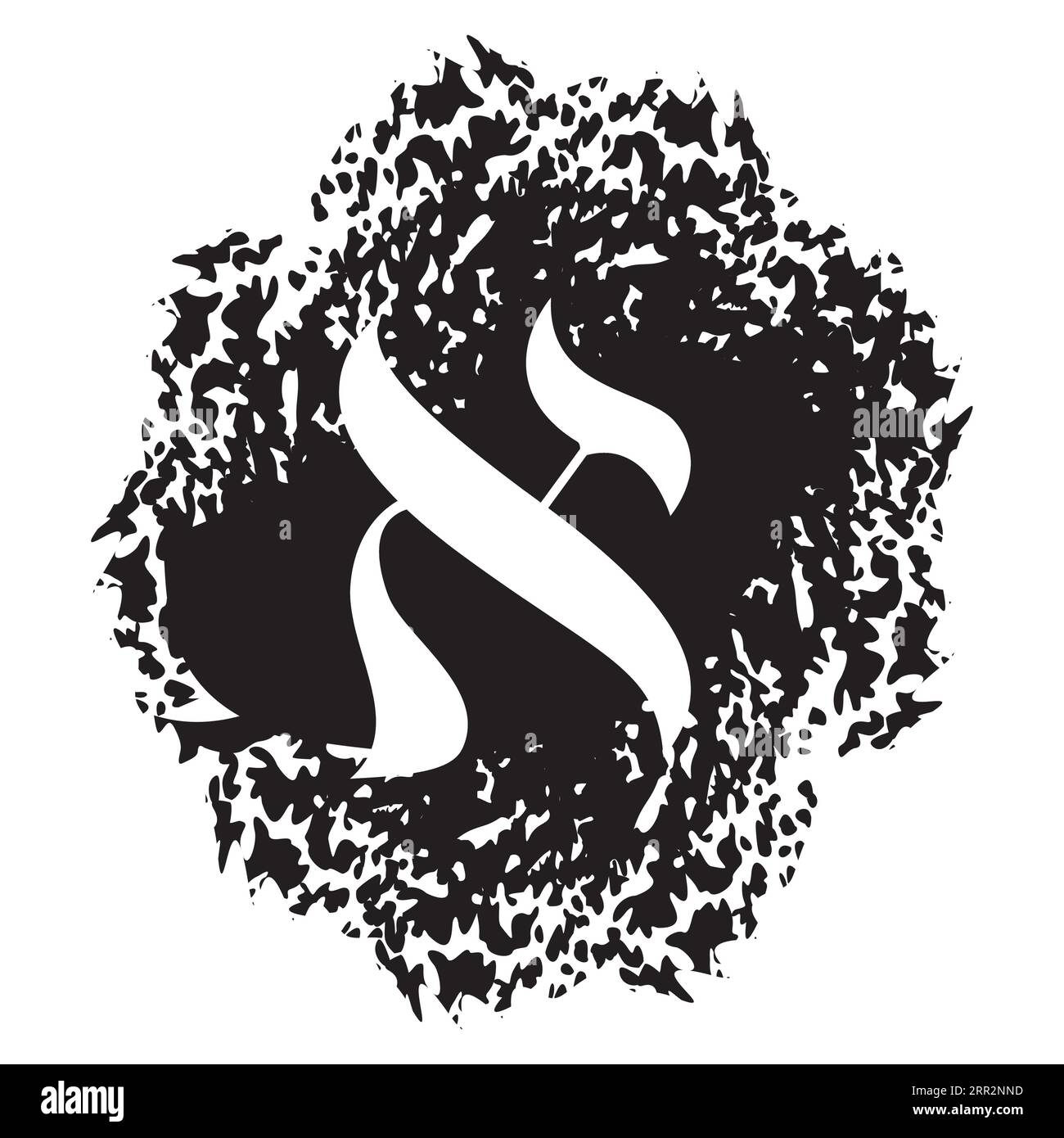 Illustrazione vettoriale dell'alfabeto ebraico. Lettera ebraica chiamata Aleph Large e bianca. Illustrazione Vettoriale