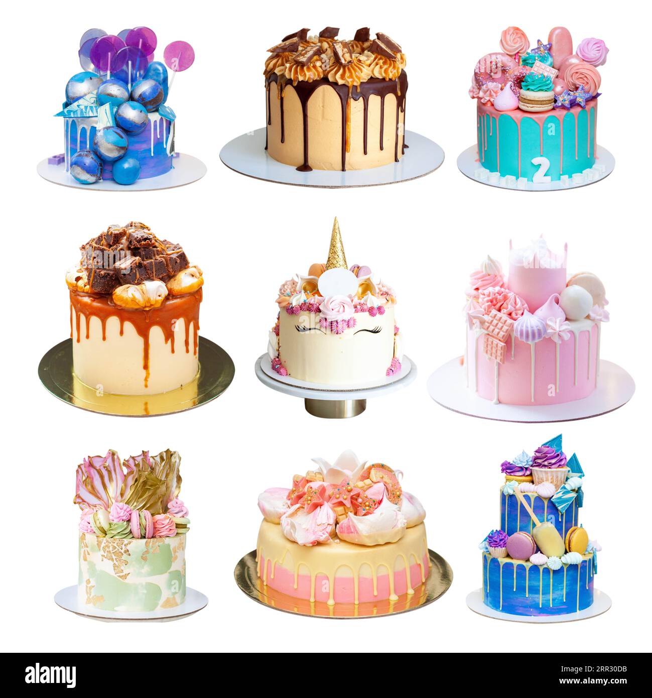 Colorato decorate la torta con i dolci di farfalle. Torta di compleanno  Foto stock - Alamy