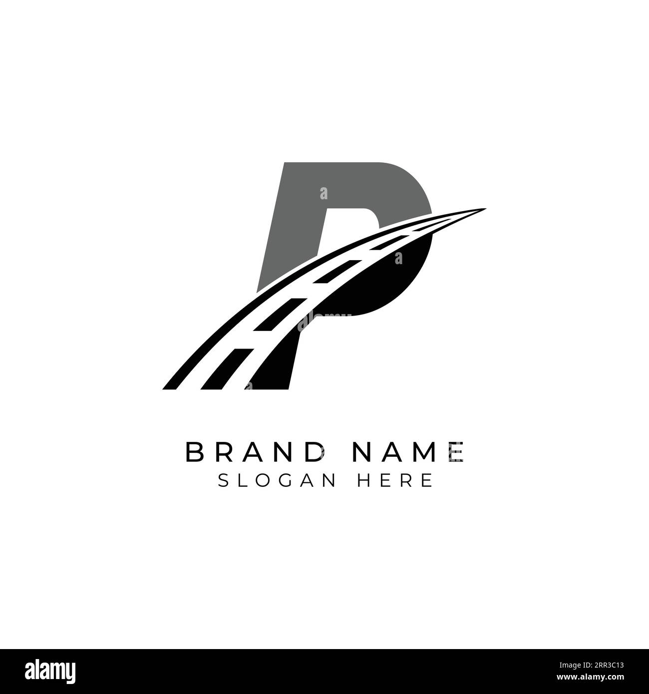 Logo lettera P asfalto per l'identità. Illustrazione del vettore del modello di costruzione per il marchio Illustrazione Vettoriale
