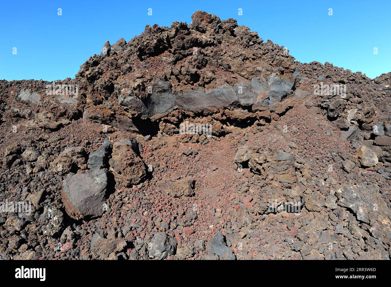 Flusso di lava AA nel Parco naturale di Los Volcanes, Isola di Lanzarote, Las Palmas, Isole Canarie, Spagna. Foto Stock