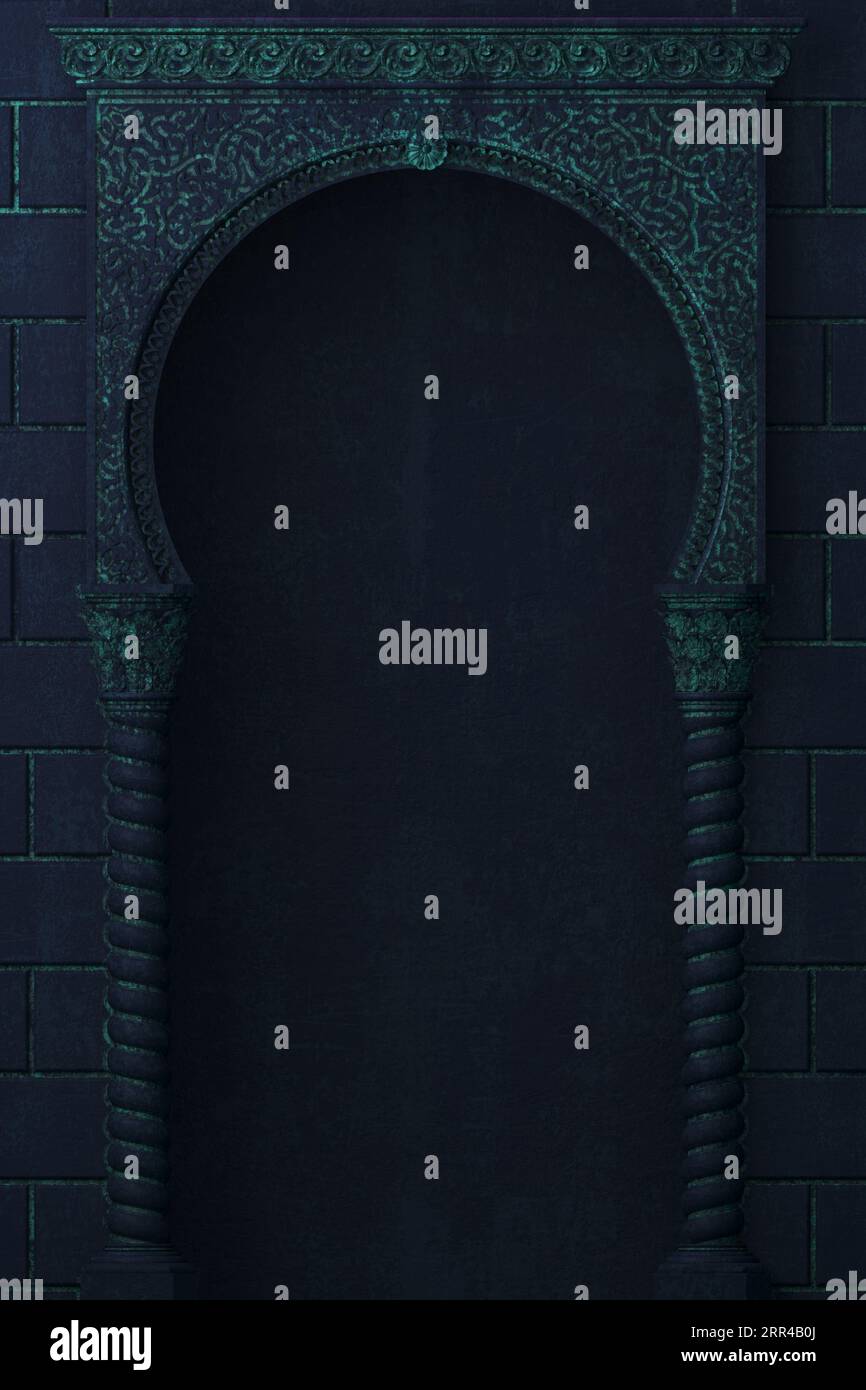 Antico arco arabo orientale notte il mosaico di notte Foto Stock