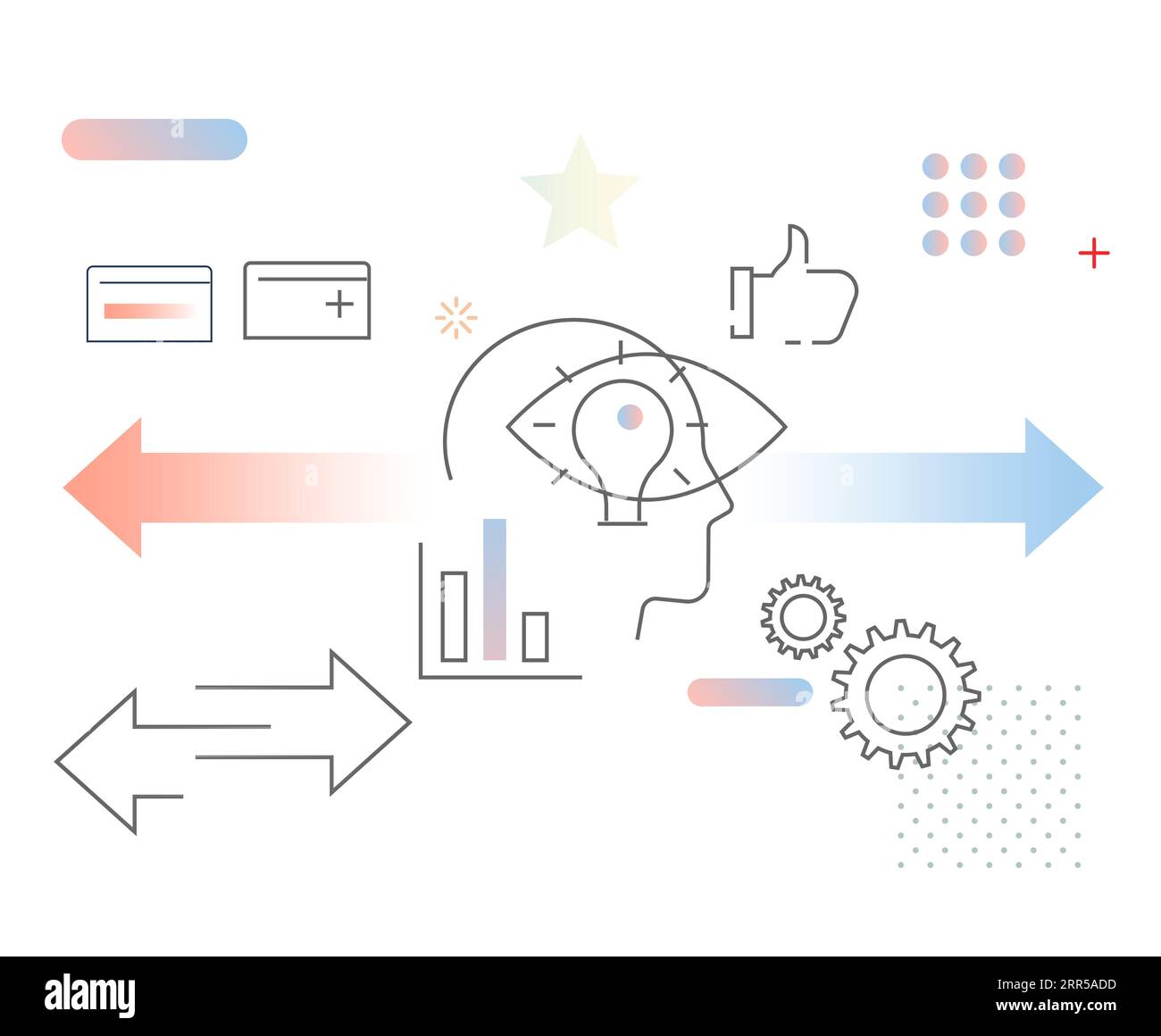 Metodi di ricerca - dati qualitativi e quantitativi - illustrazione delle scorte come file EPS 10 Illustrazione Vettoriale