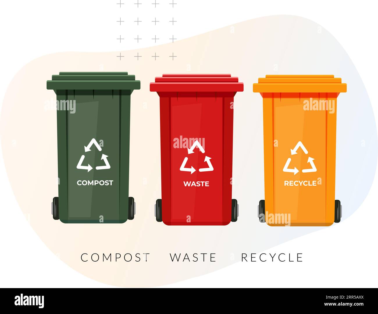 Gestione rifiuti - tre contenitori a colori - icona come file EPS 10 Illustrazione Vettoriale